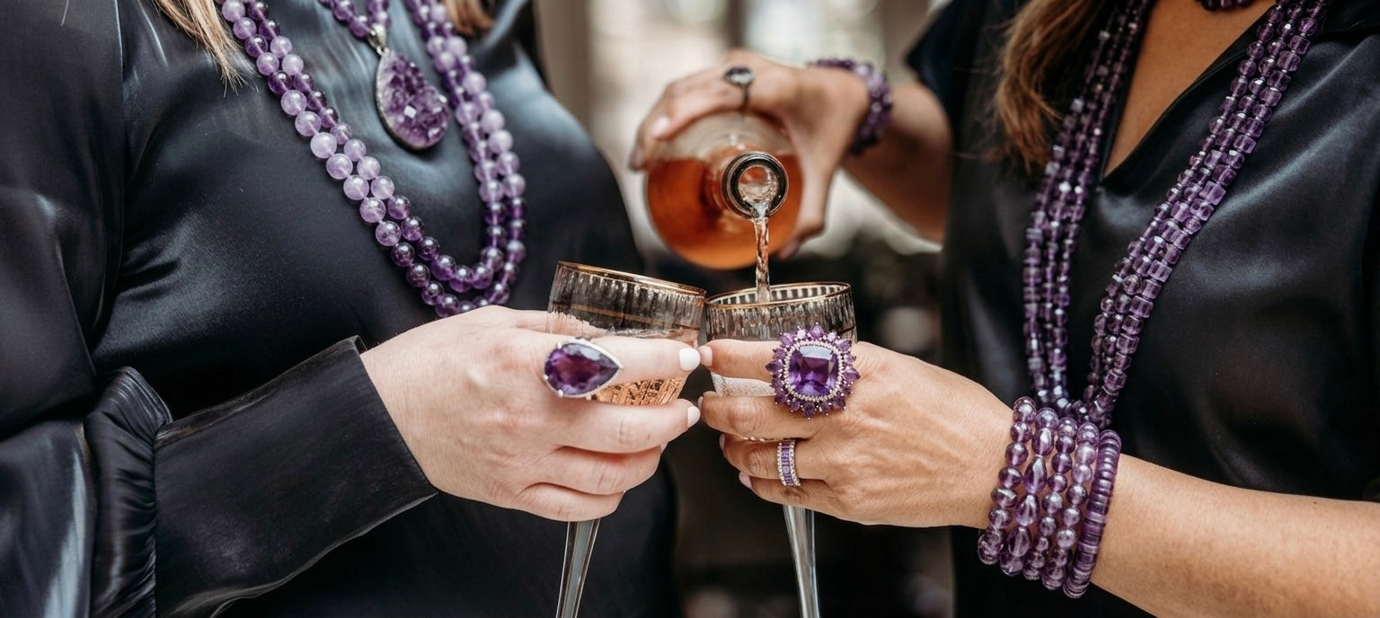 One-of-a-kind amethyst jewelry in sterling silver and 14k gold by Ulka Rocks