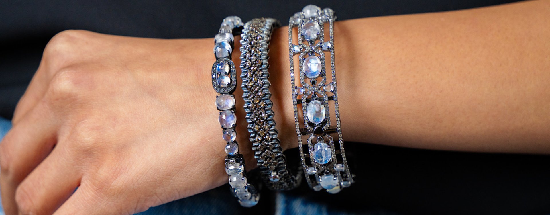 Handcrafted gemstone bracelets in sterling silver and 14k gold by Ulka Rocks