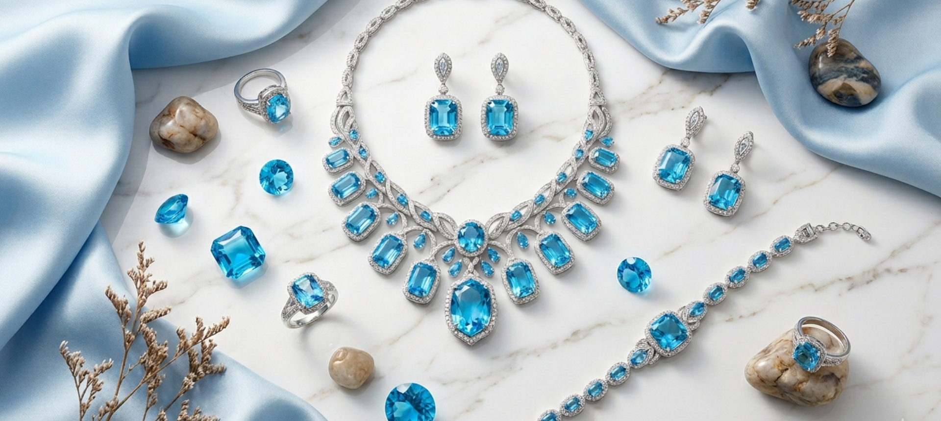 One-of-a-kind topaz jewelry in sterling silver and 14k gold by Ulka Rocks