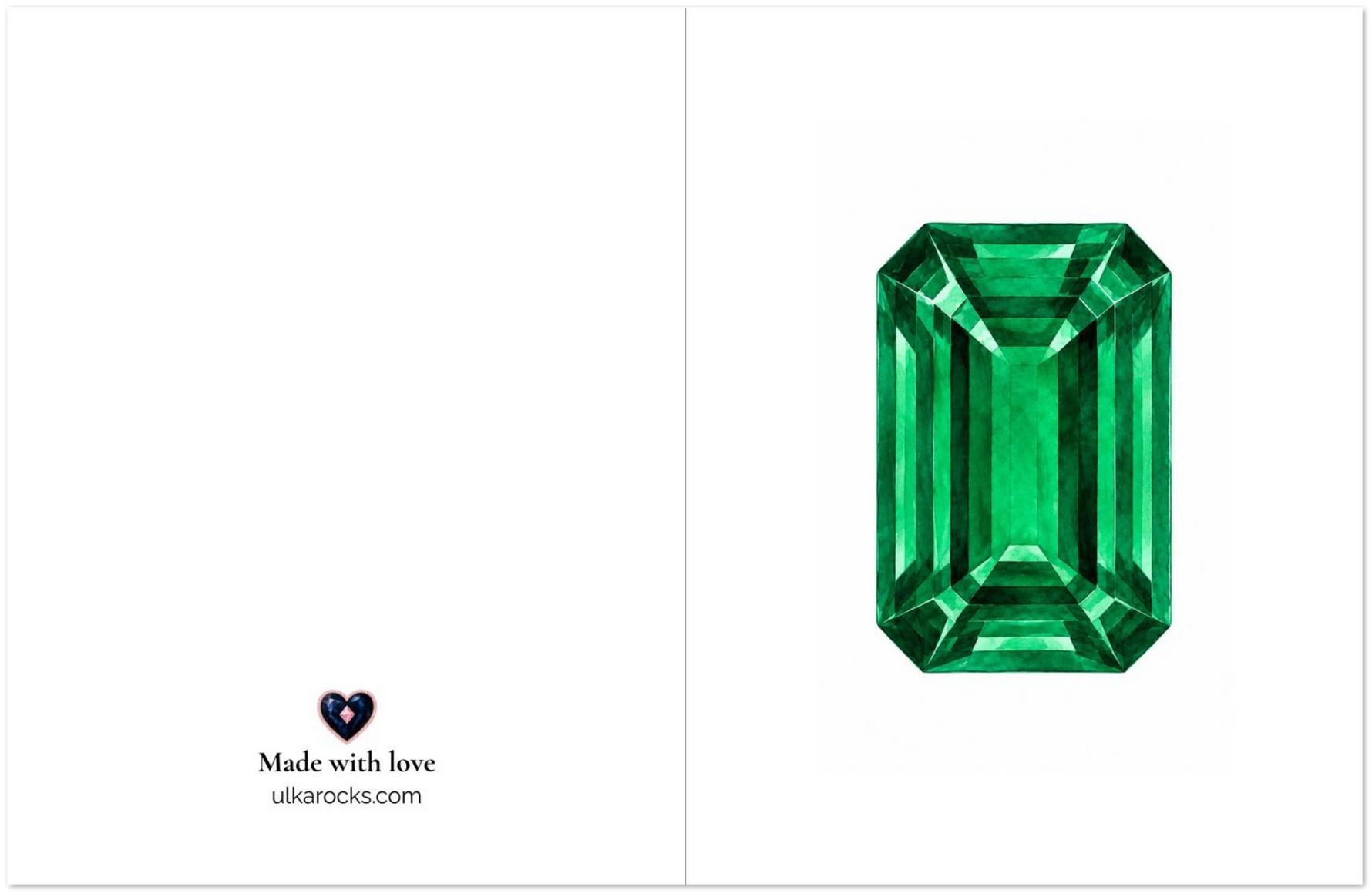 Emerald Birthstone Greeting Cards, Pack of 10 | Ulka Rocks