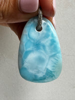 Rock Royalty: Larimar Pendant with 14K Gold Diamond Bail | Ulka Rocks