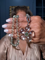 18" Green Green Amethyst Necklace with Diamond Clasp & Tourmaline Flower Pendant | Ulka Rocks