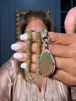18" Grossular Green Garnet Necklace with Diamond Clasp & Hydrogrossular Pendant | Ulka Rocks