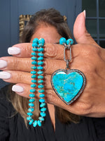 18" Kingman Blue Turquoise Necklace with Diamond Clasp & Heart Pendant | Ulka Rocks