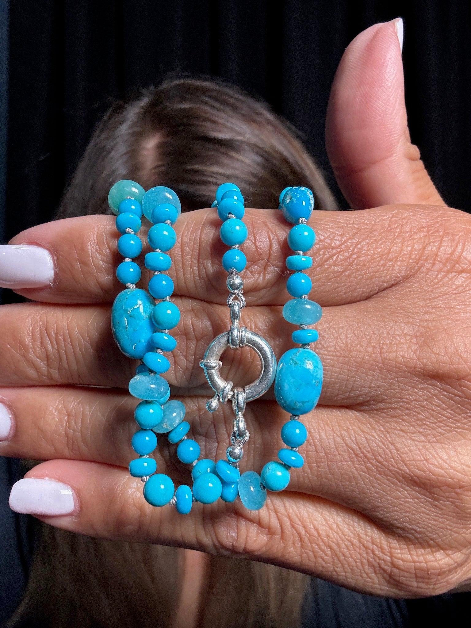 18" Sleeping Beauty & Kingman Blue Turquoise Necklace | Ulka Rocks