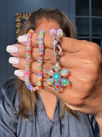 19" Ethiopian Rainbow Opal Necklace with Diamond Clasp & Opal Flower Pendant | Ulka Rocks