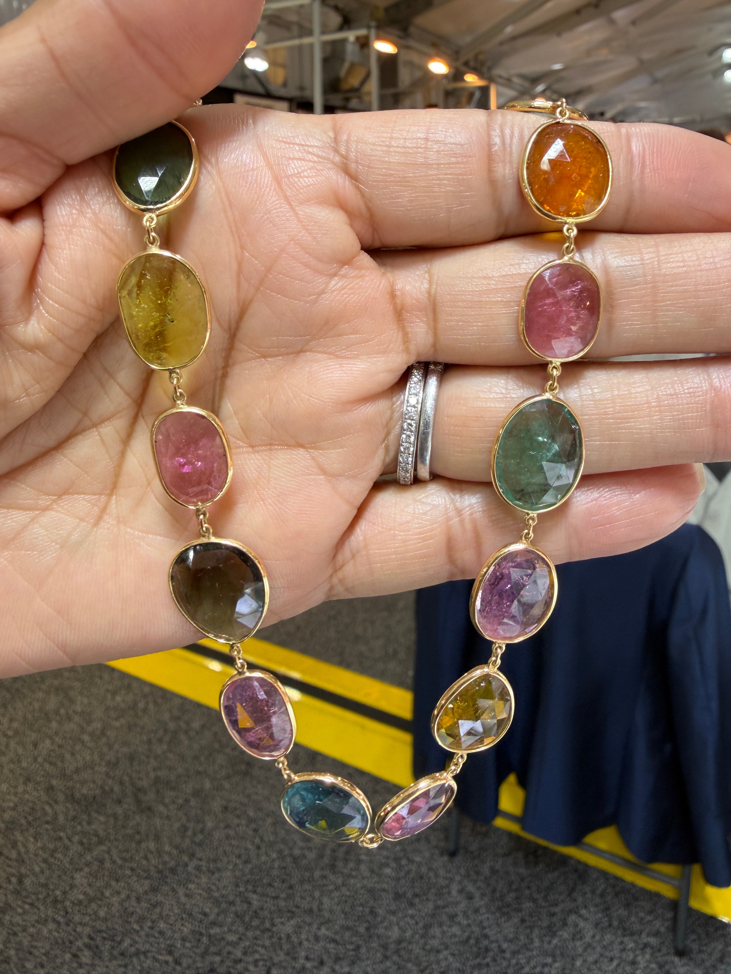 Tourmaline necklace in 14k Yellow Gold by Ulka Rocks
