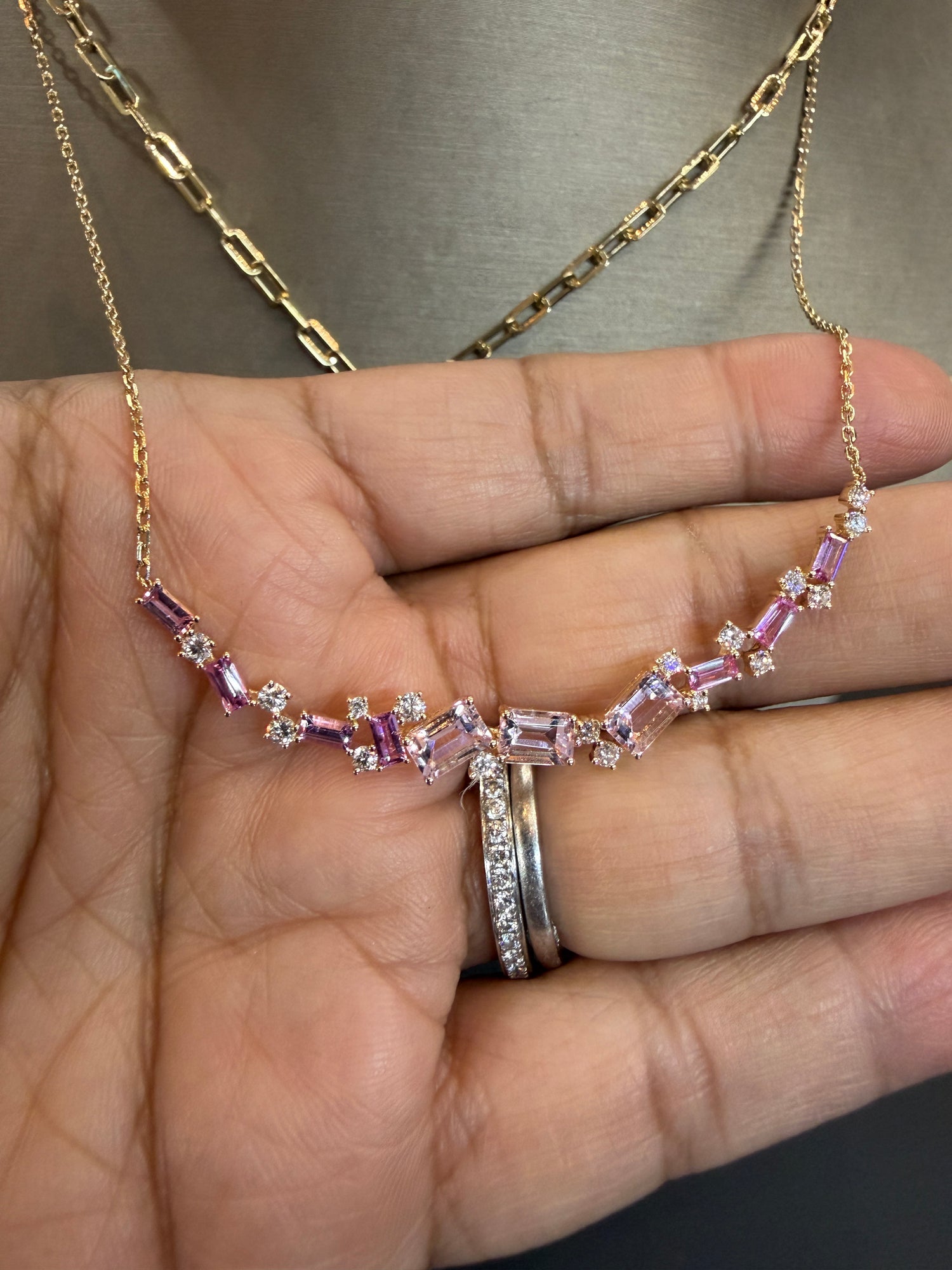 14k Yellow Gold Necklace With Sapphire 18 inches