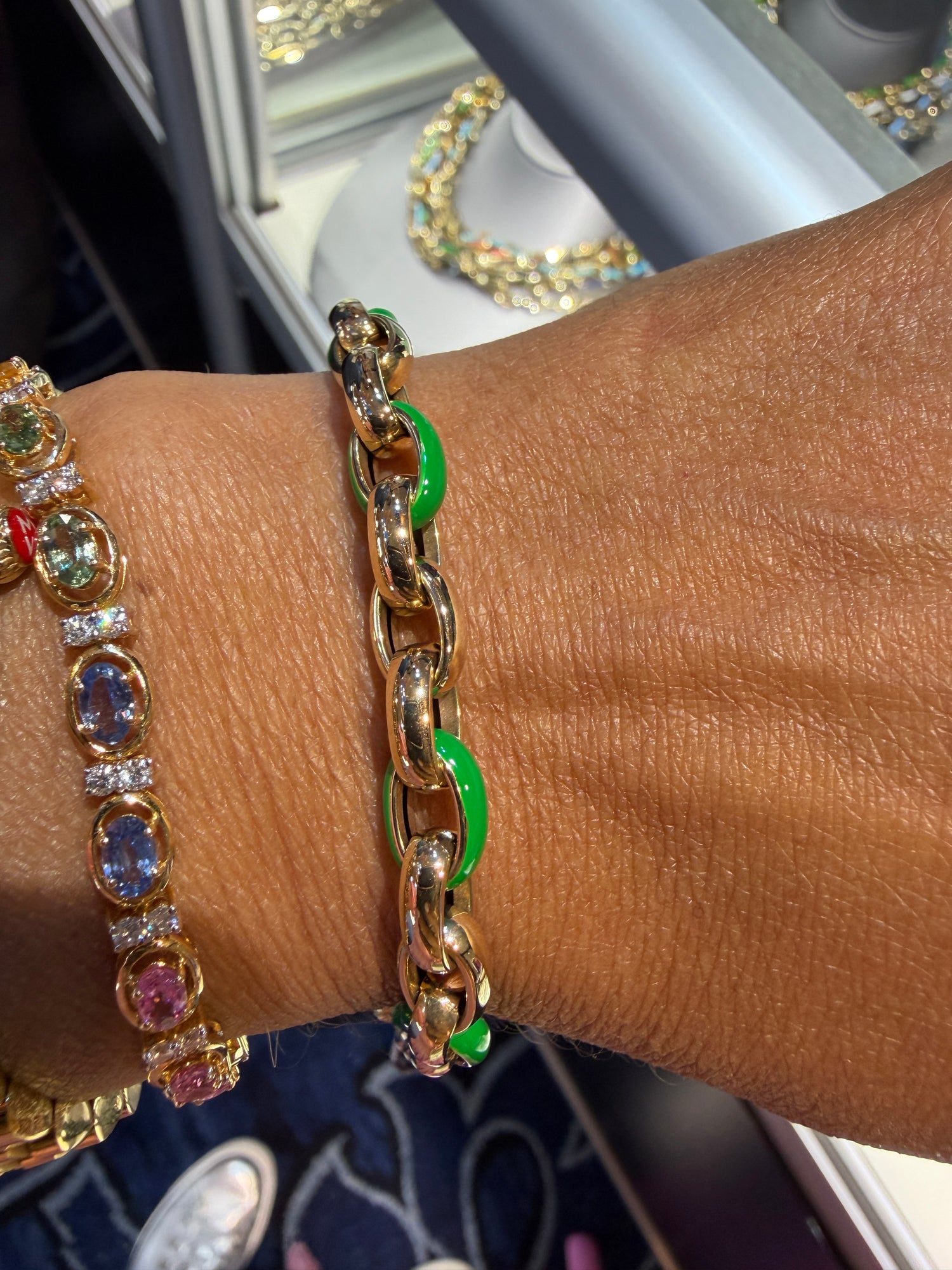 14k Yellow Gold Bracelet With Enamel