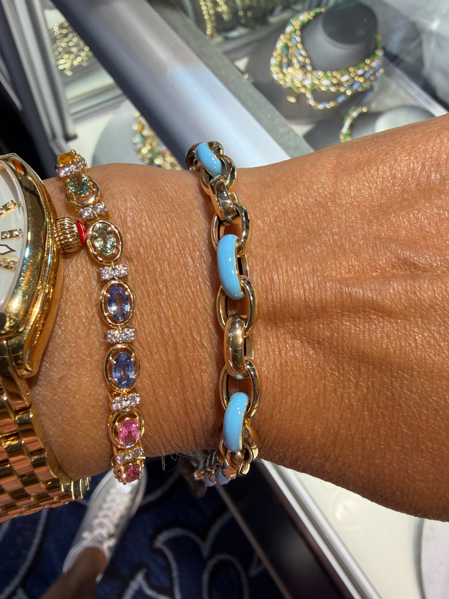 14k Yellow Gold Bracelet With Enamel