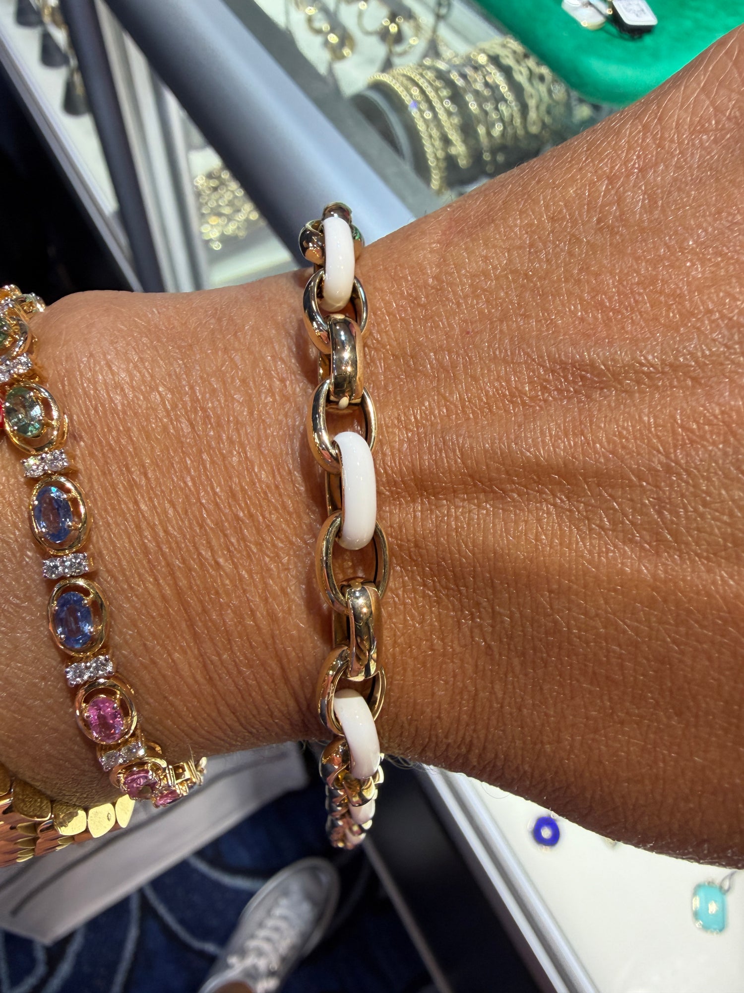 14k Yellow Gold Bracelet With Enamel