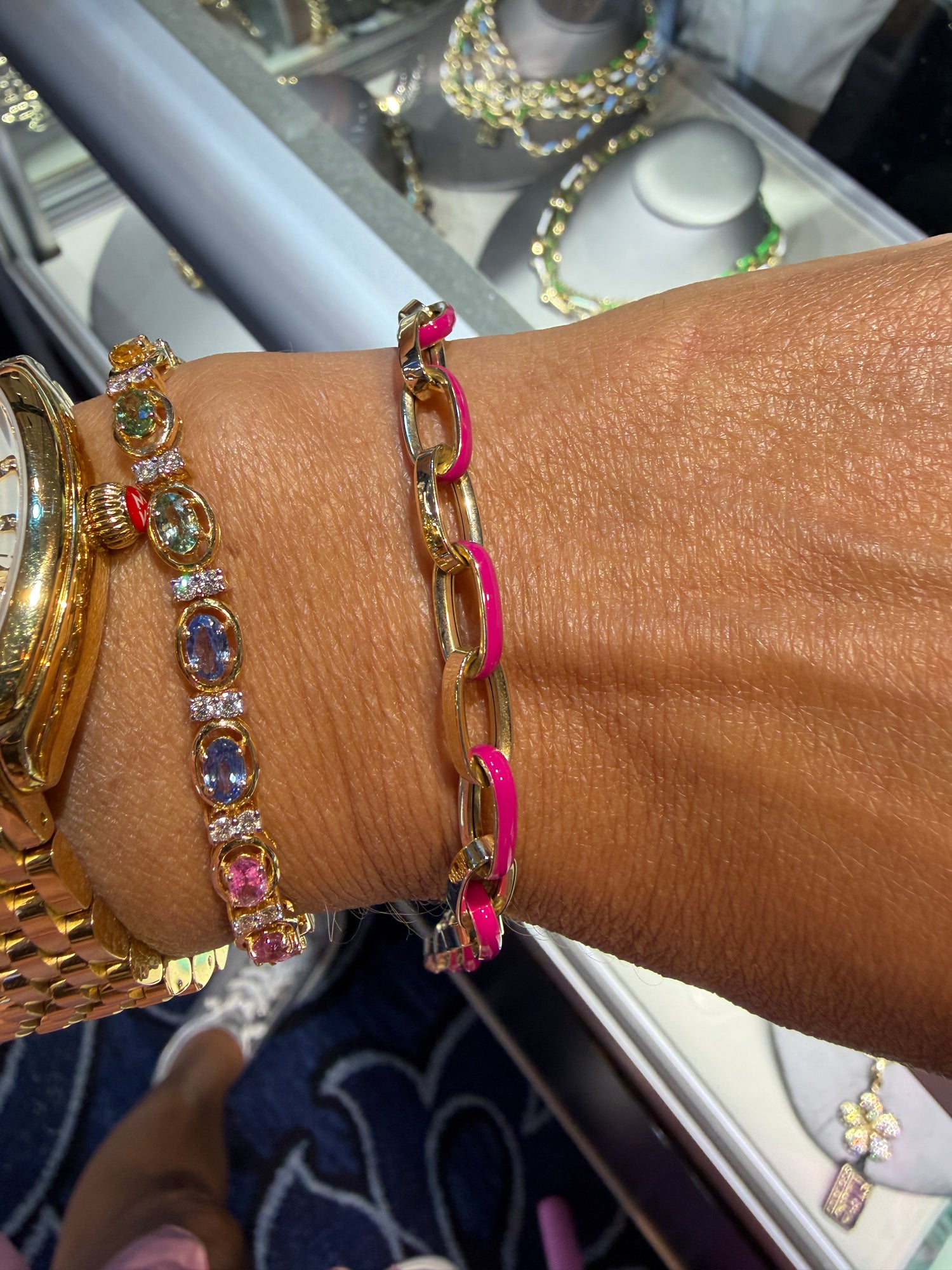 14k Yellow Gold Bracelet With Enamel