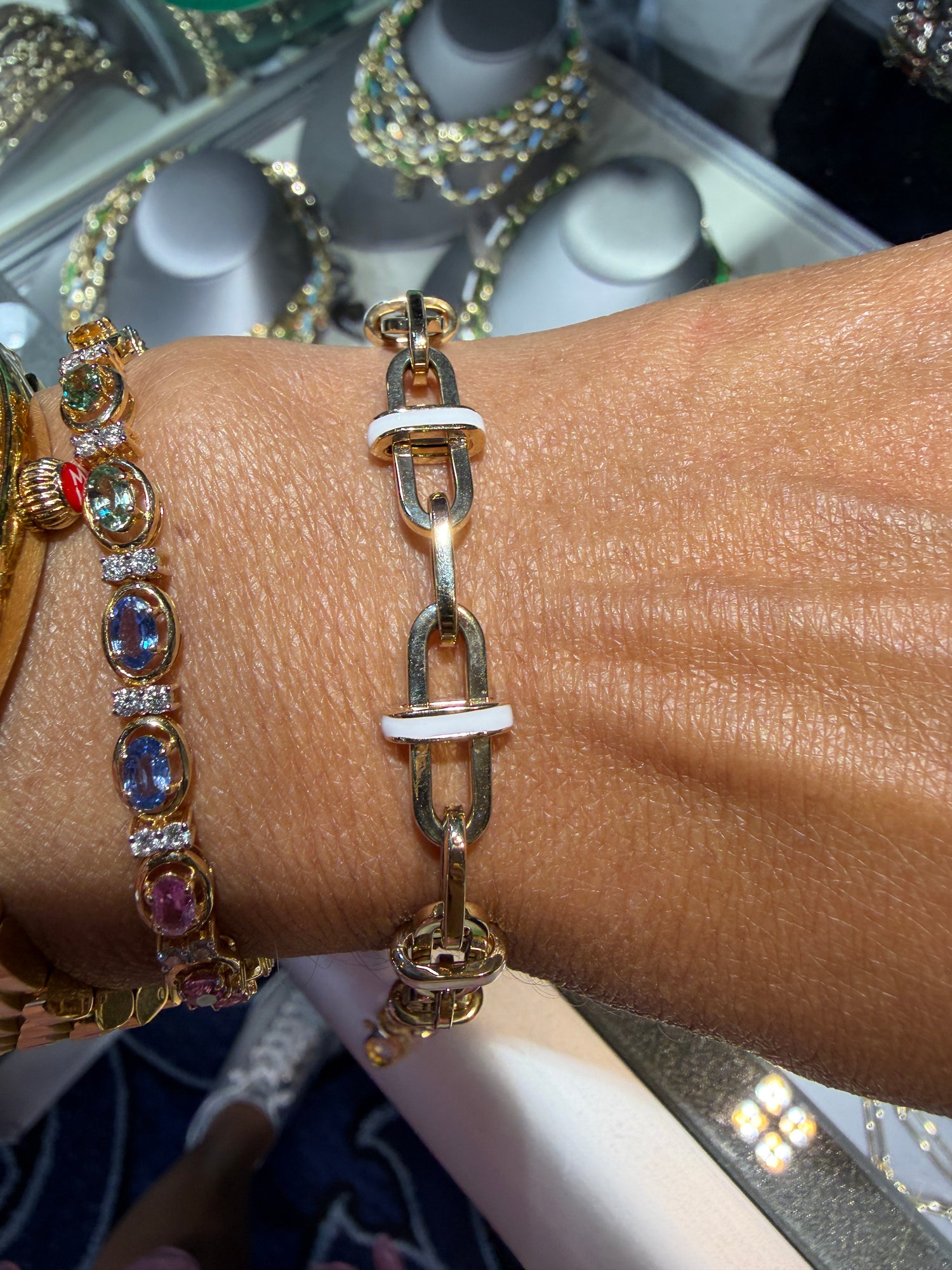 14k Yellow Gold Bracelet With Enamel