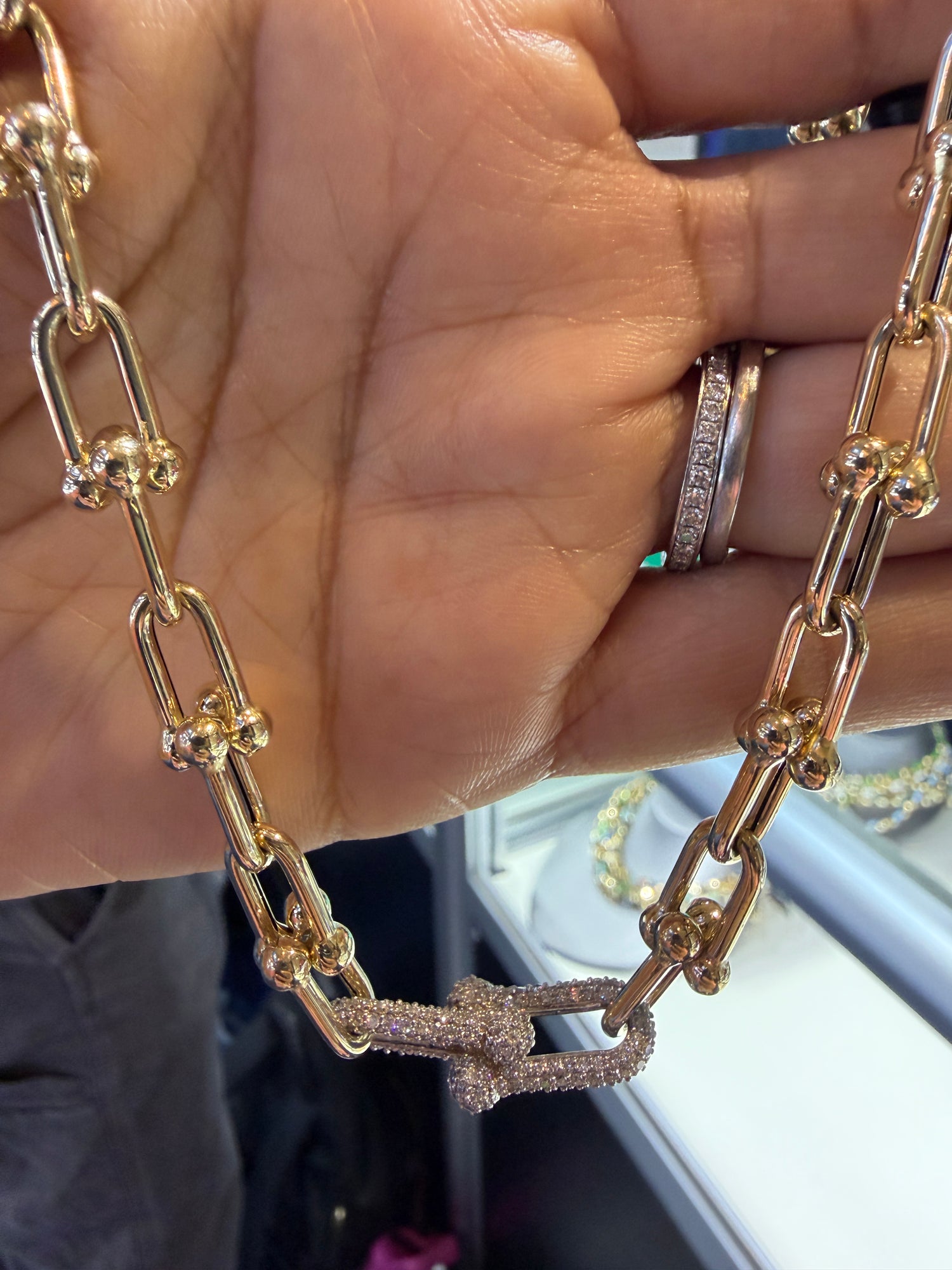 14k Yellow Gold Necklace With Diamond 18 inches