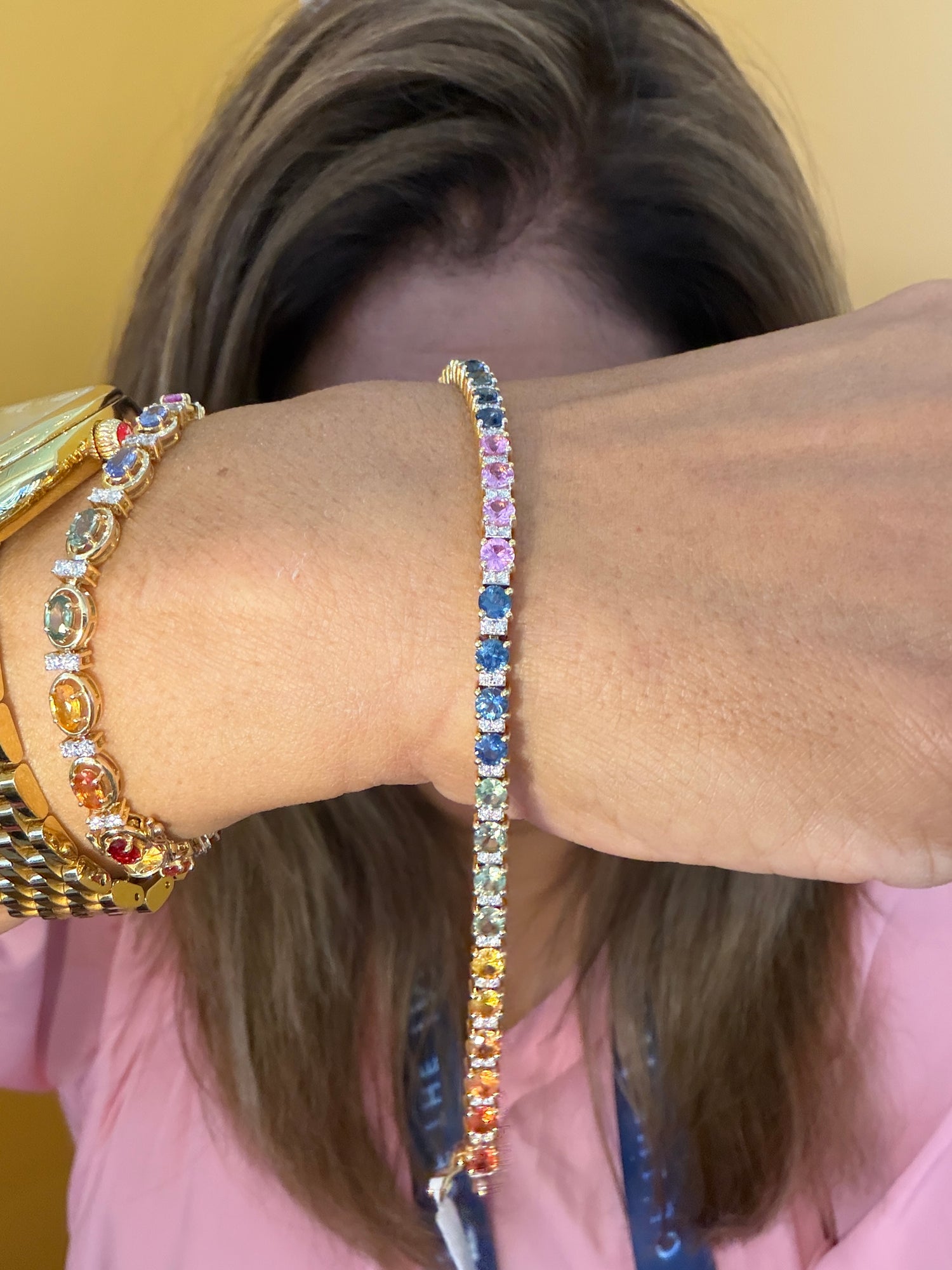 14k Yellow Gold Bracelet With Sapphire