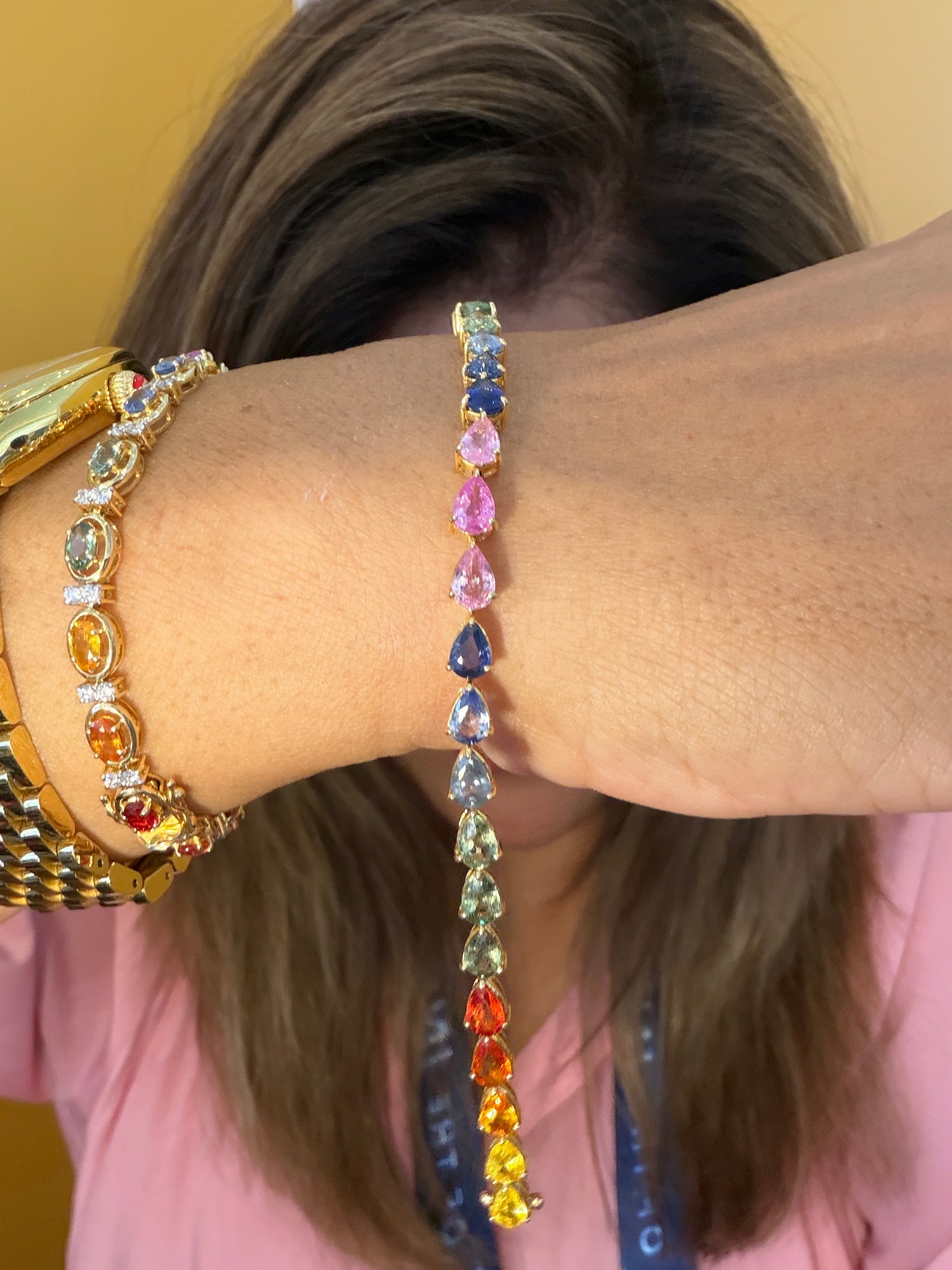 14k Yellow Gold Bracelet With Sapphire