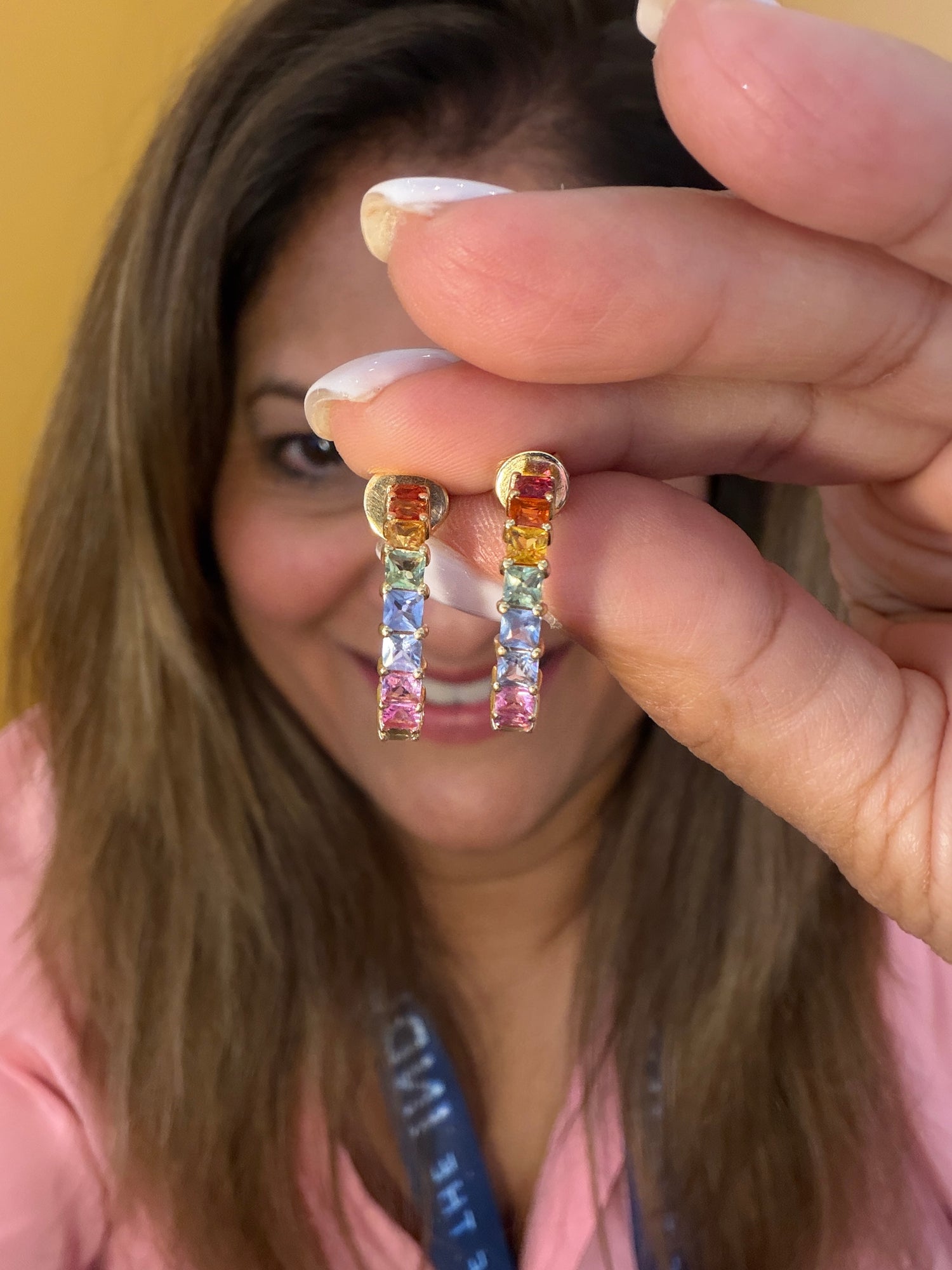 14k Yellow Gold Earrings With Sapphire