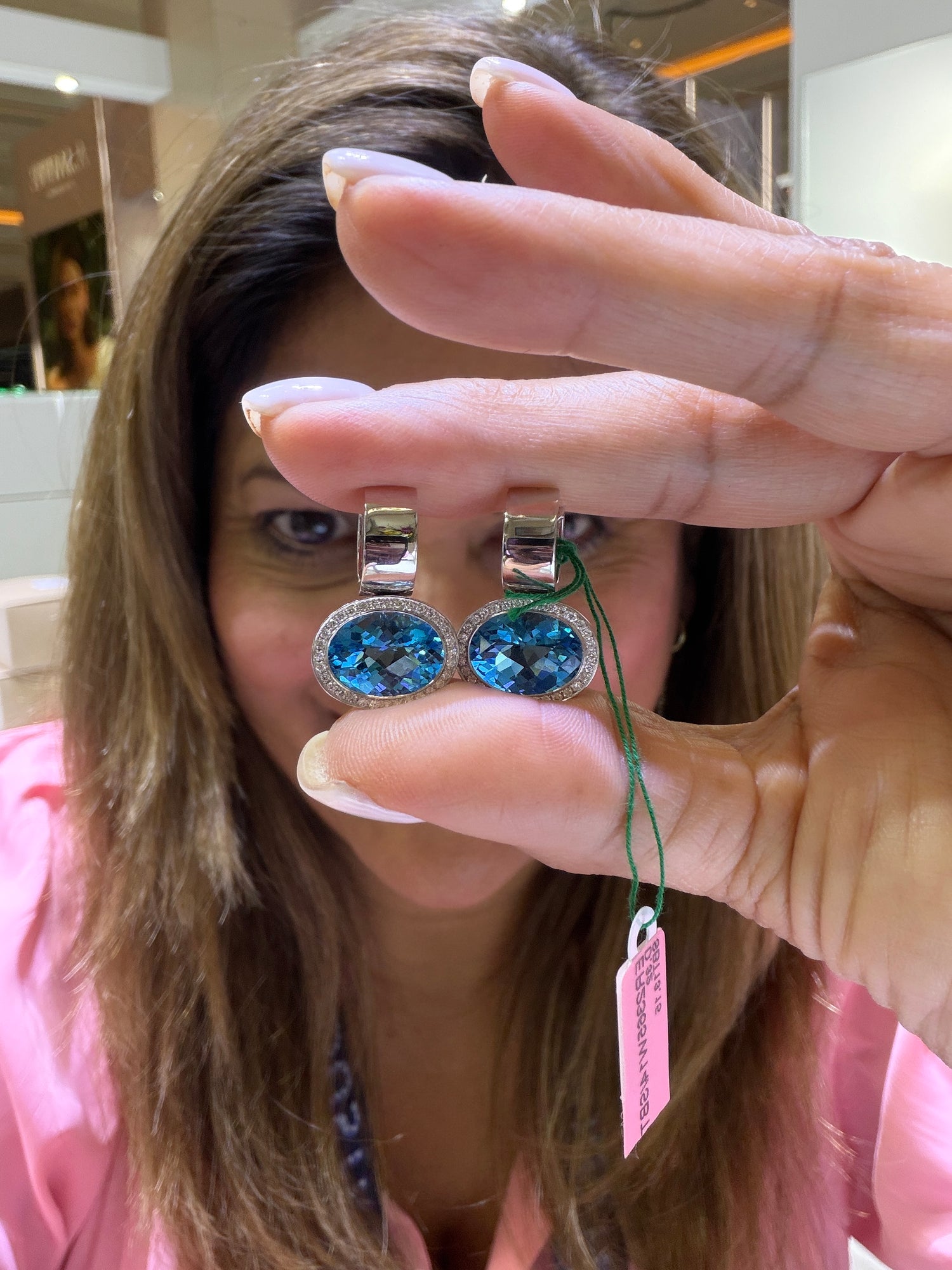 14k White Gold Earrings With Swiss Blue Topaz
