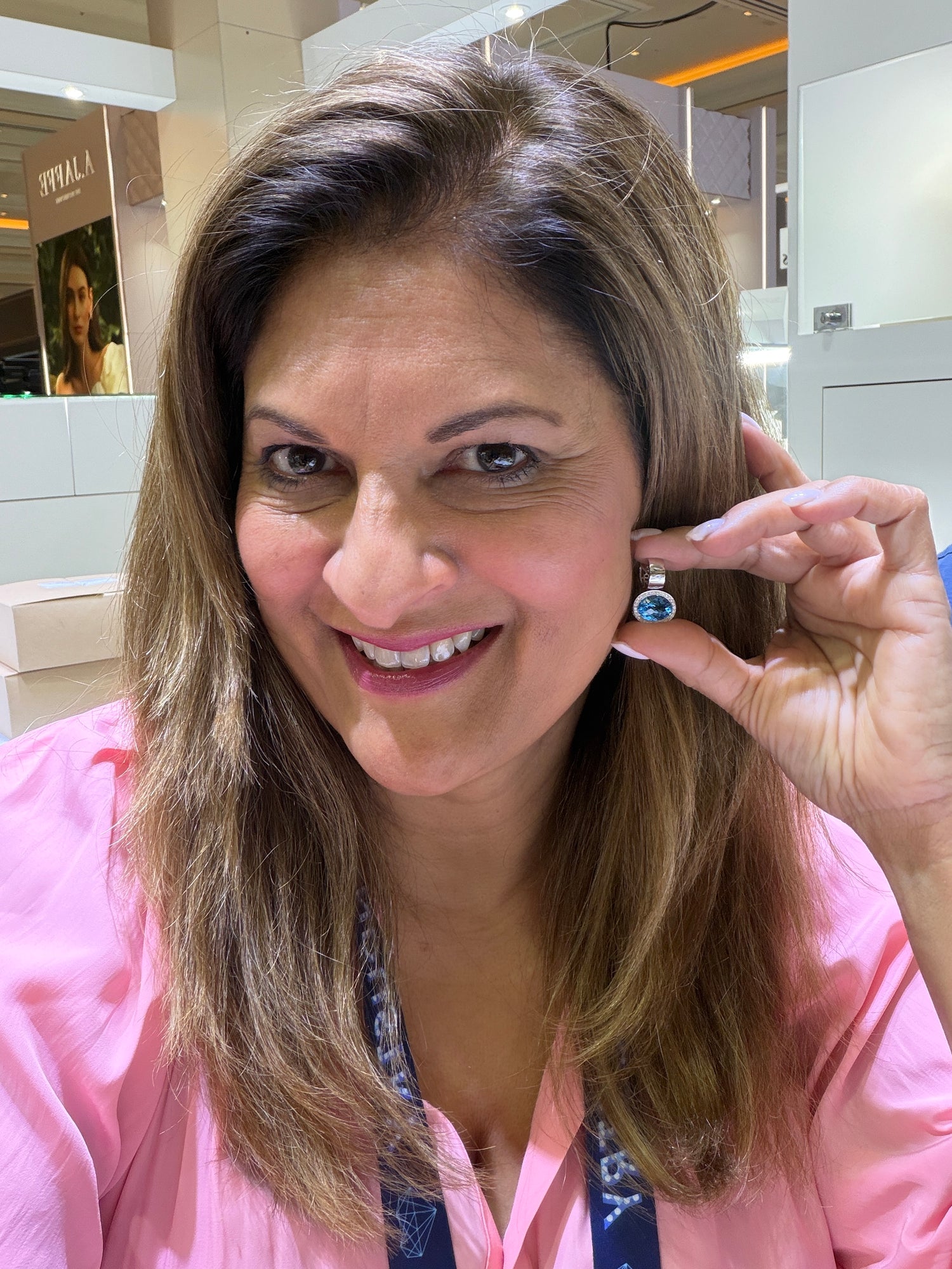 14k White Gold Earrings With Swiss Blue Topaz