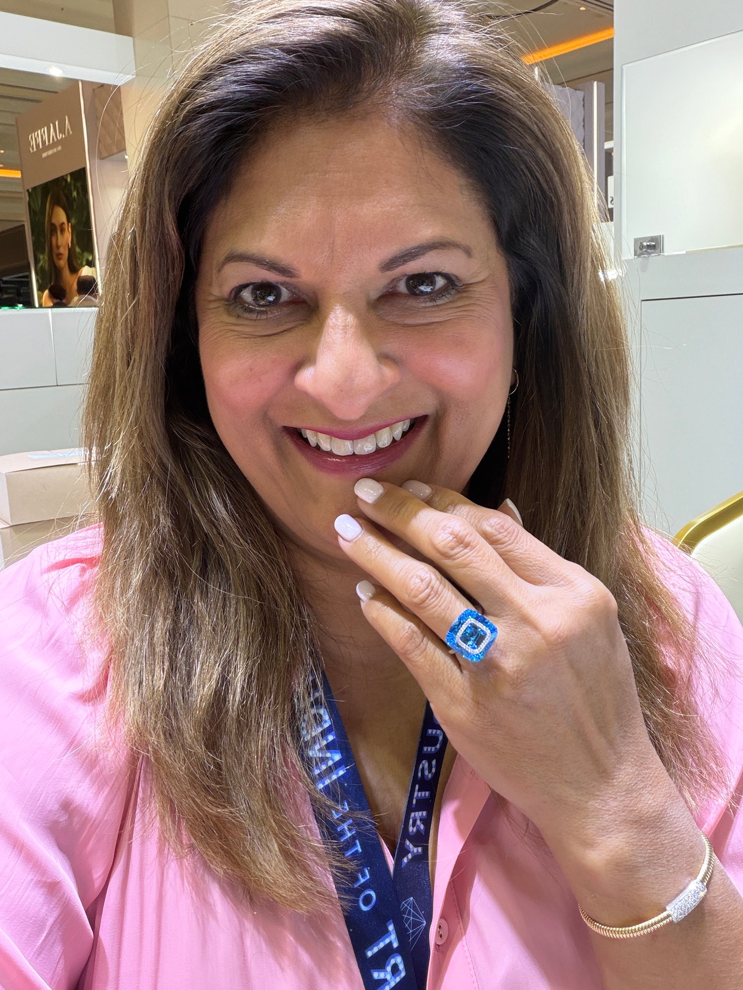 14k White Gold Ring With Swiss Blue Topaz Size 7