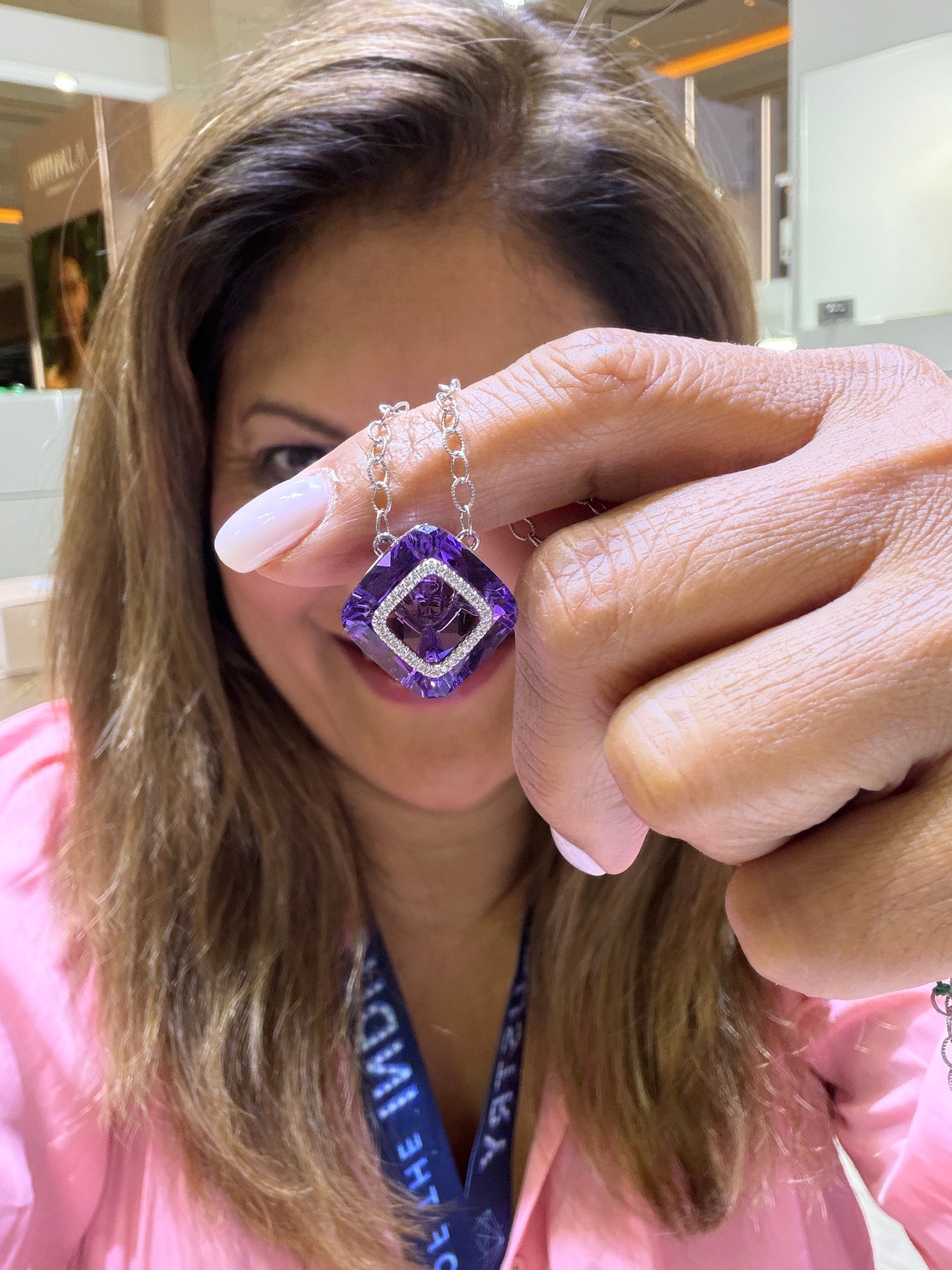 14k White Gold Necklace With Amethyst 18 inches