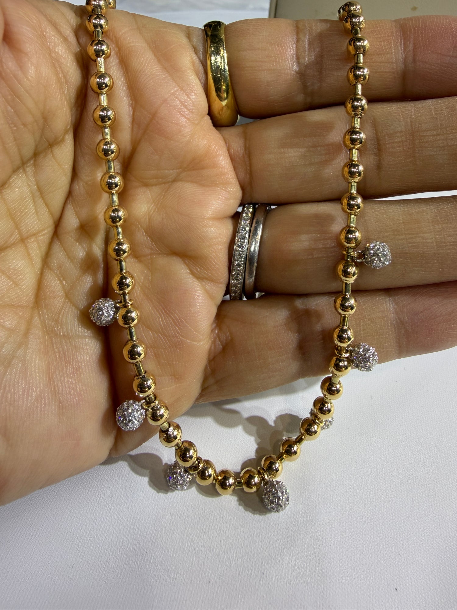 14k Yellow Gold Necklace With Diamond 18 inches