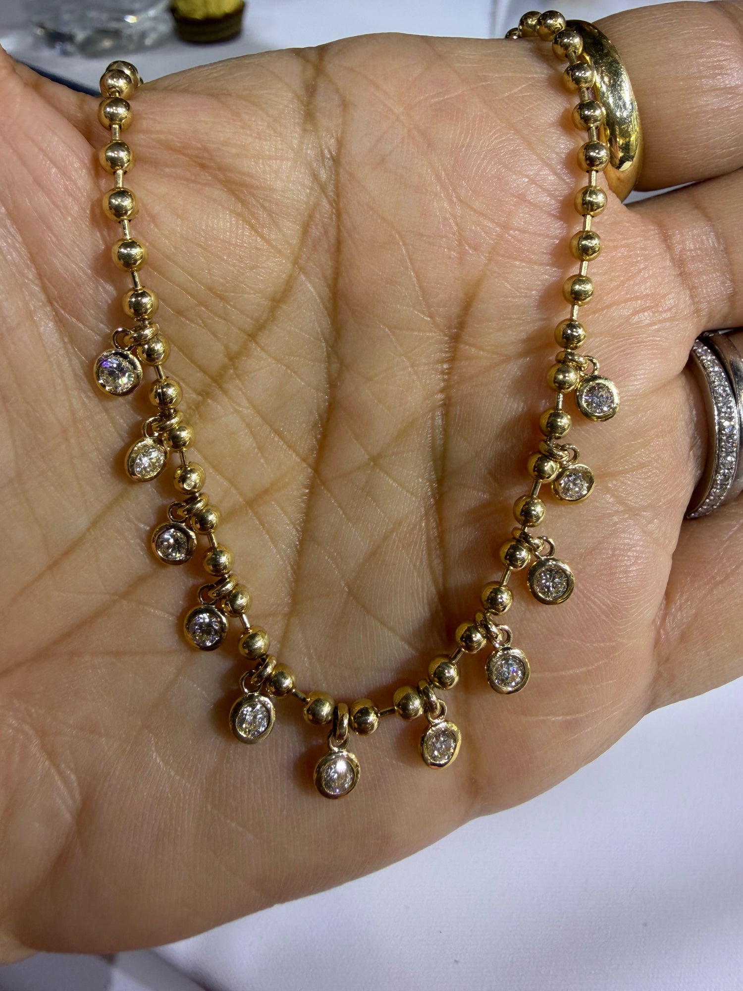14k Yellow Gold Necklace With Diamond 18 inches
