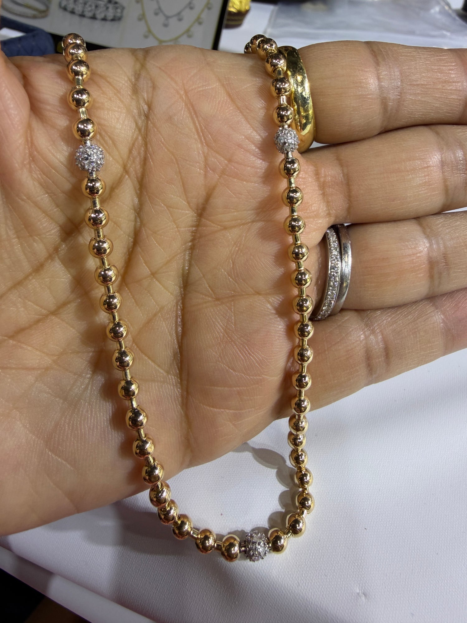 14k Yellow Gold Necklace With Diamond 18 inches
