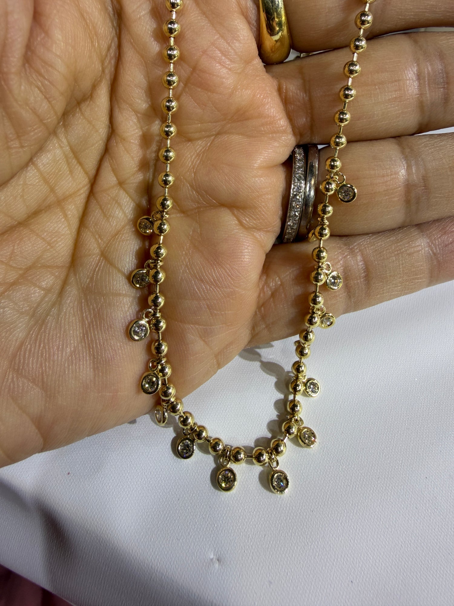 14k Yellow Gold Necklace With Diamond 18 inches