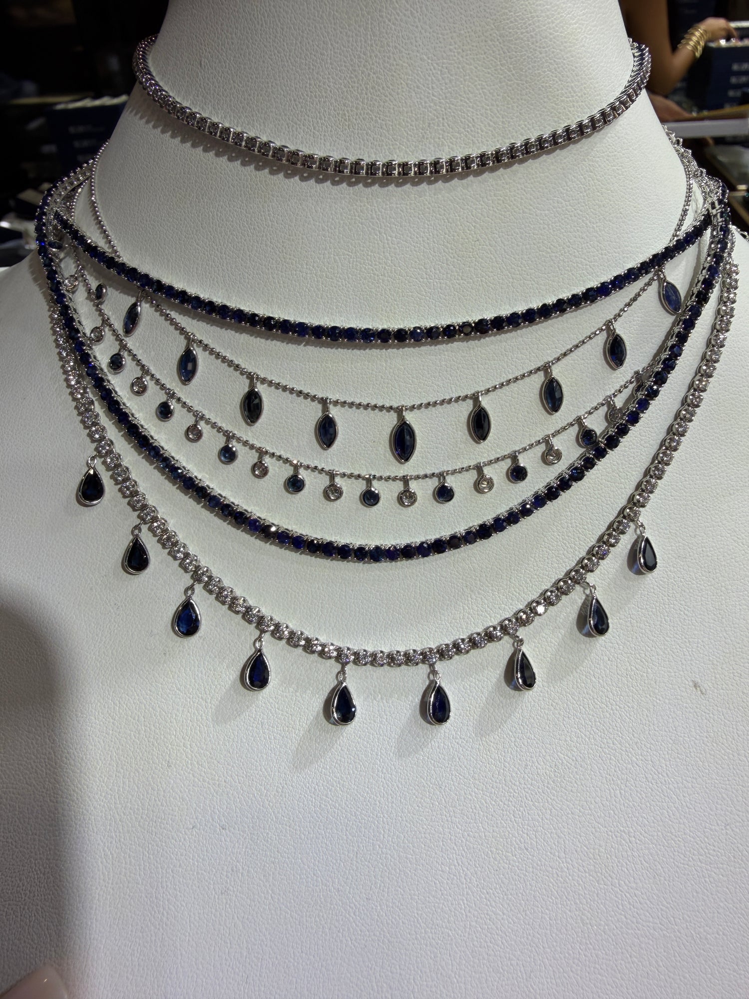 14k White Gold Necklaces With Sapphire
