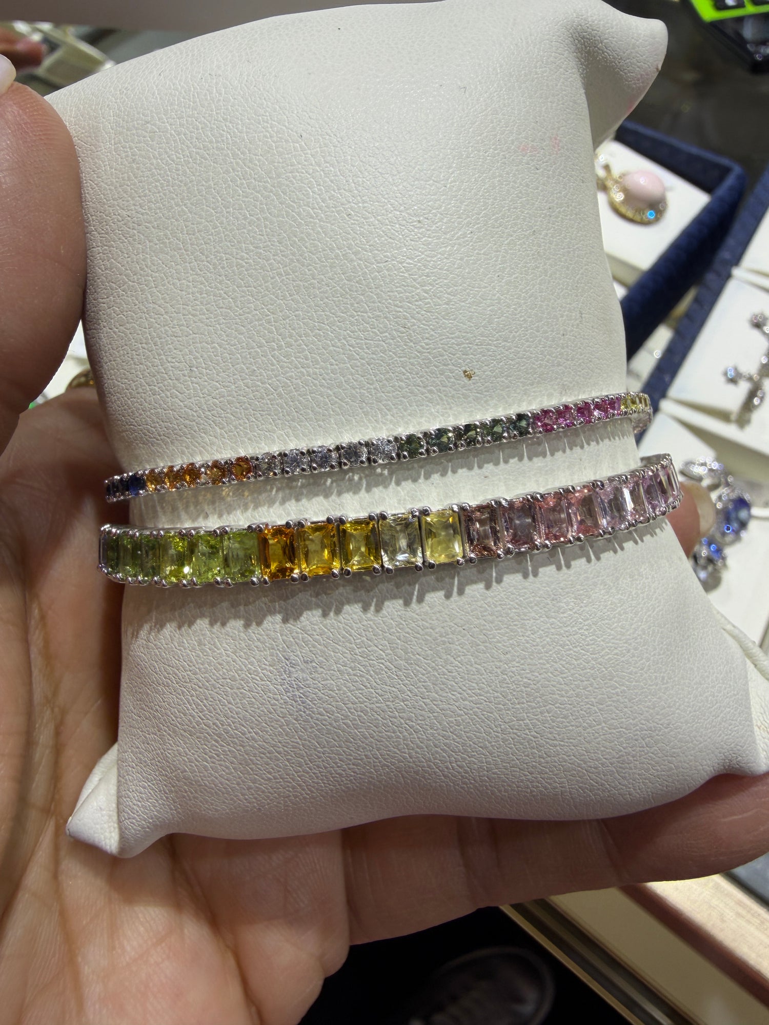 14k White Gold Bracelets With Sapphire
