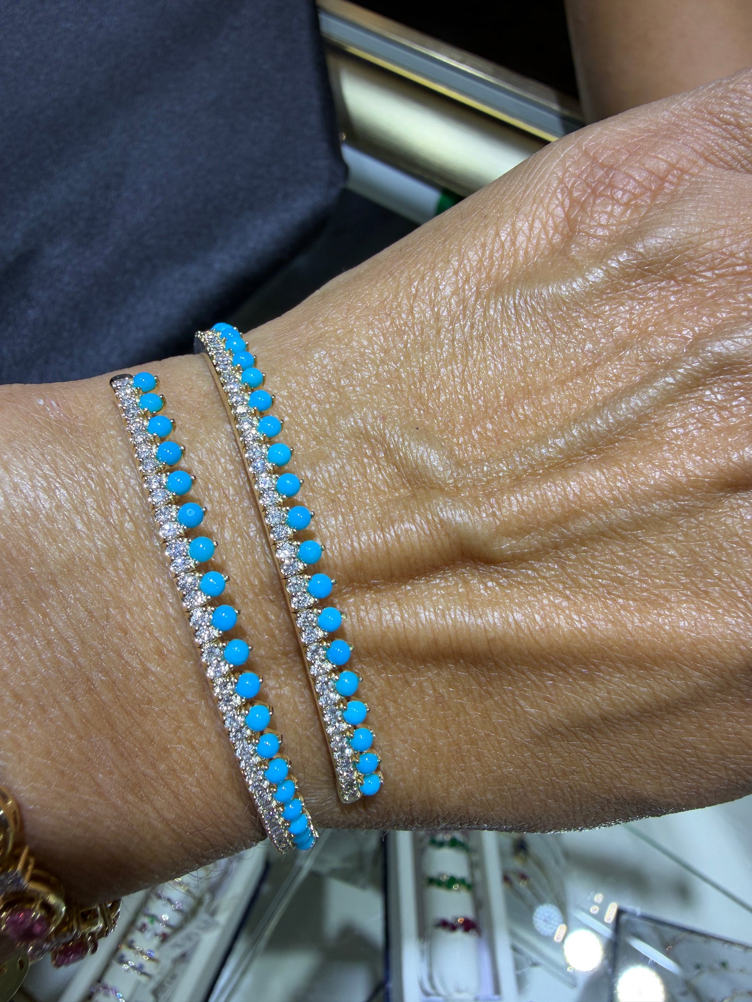 14k Yellow Gold Bracelet With Turquoise