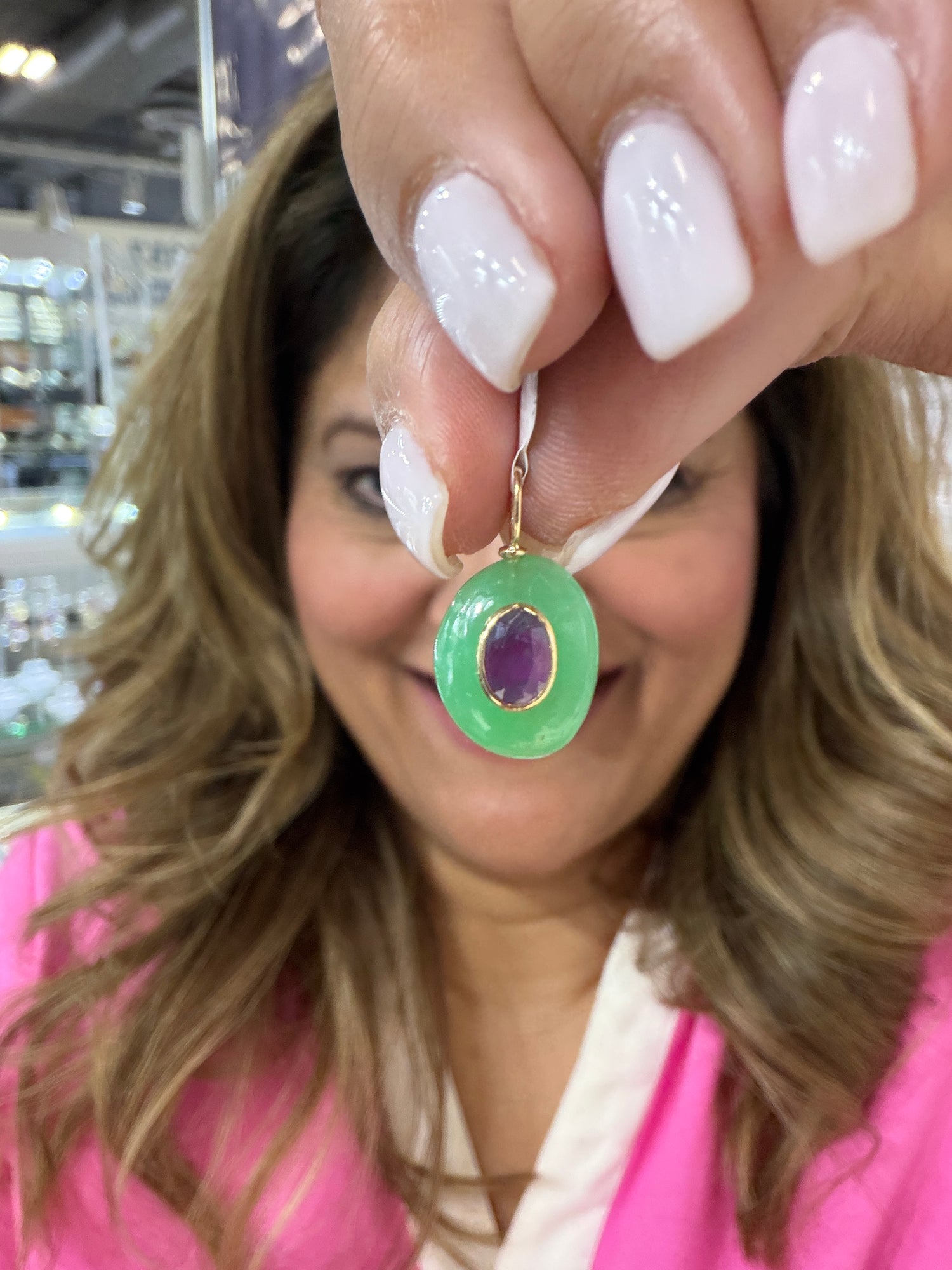 14k Yellow Gold Pendant With Chrysoprase And Ruby