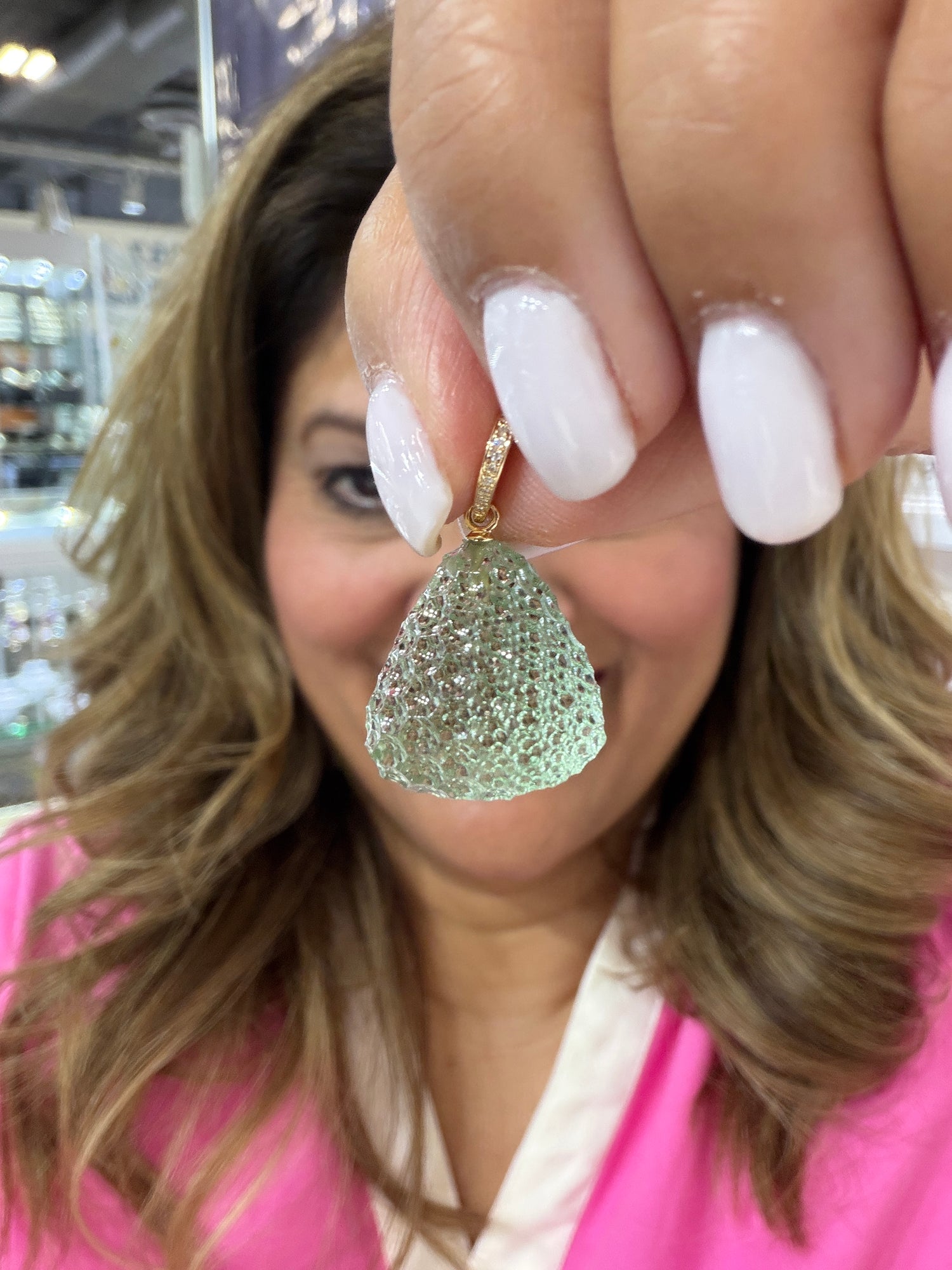 14k Yellow Gold Pendant With Green Amethyst