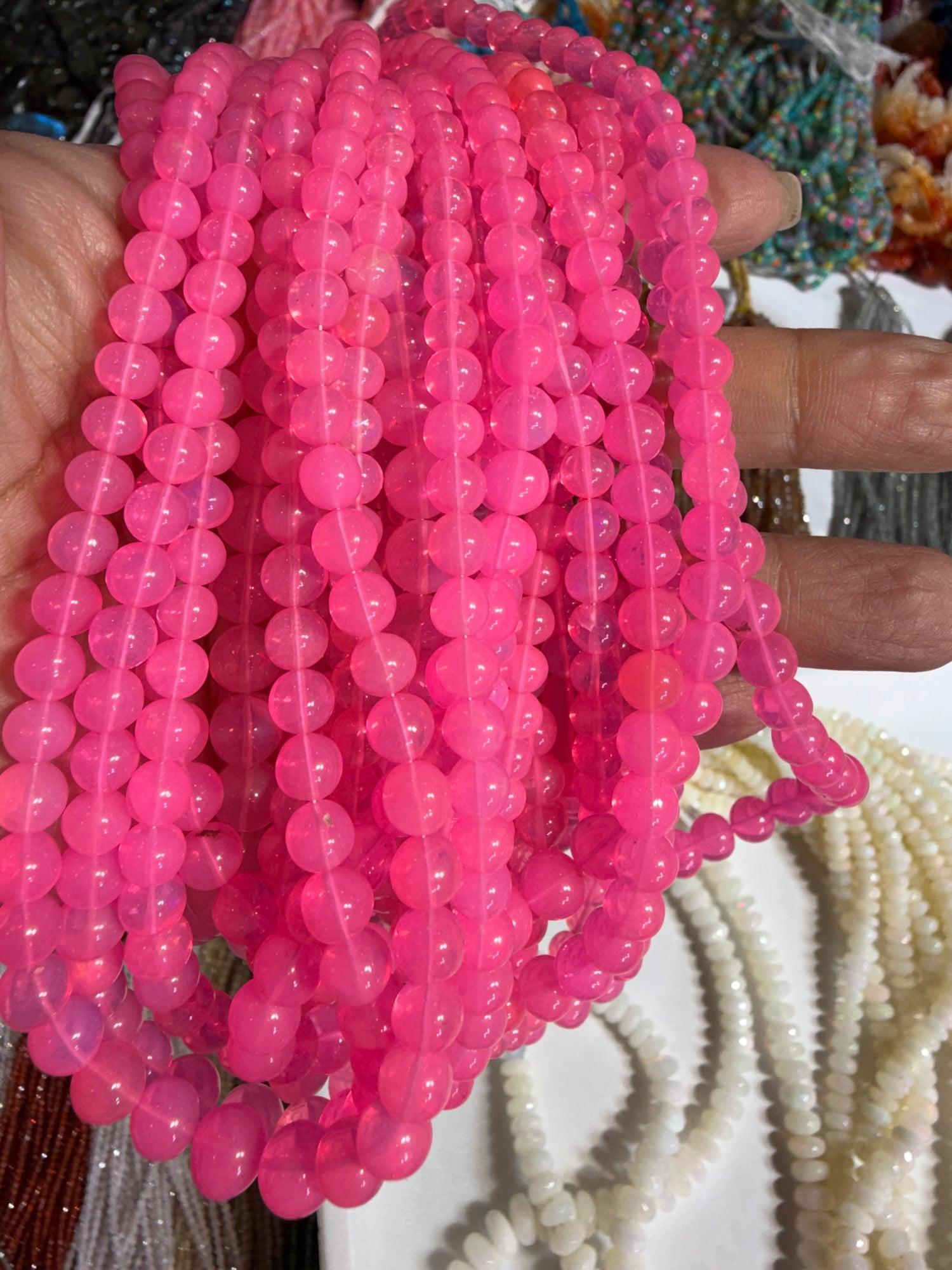 Pink Opal Custom Designed Beaded Necklace