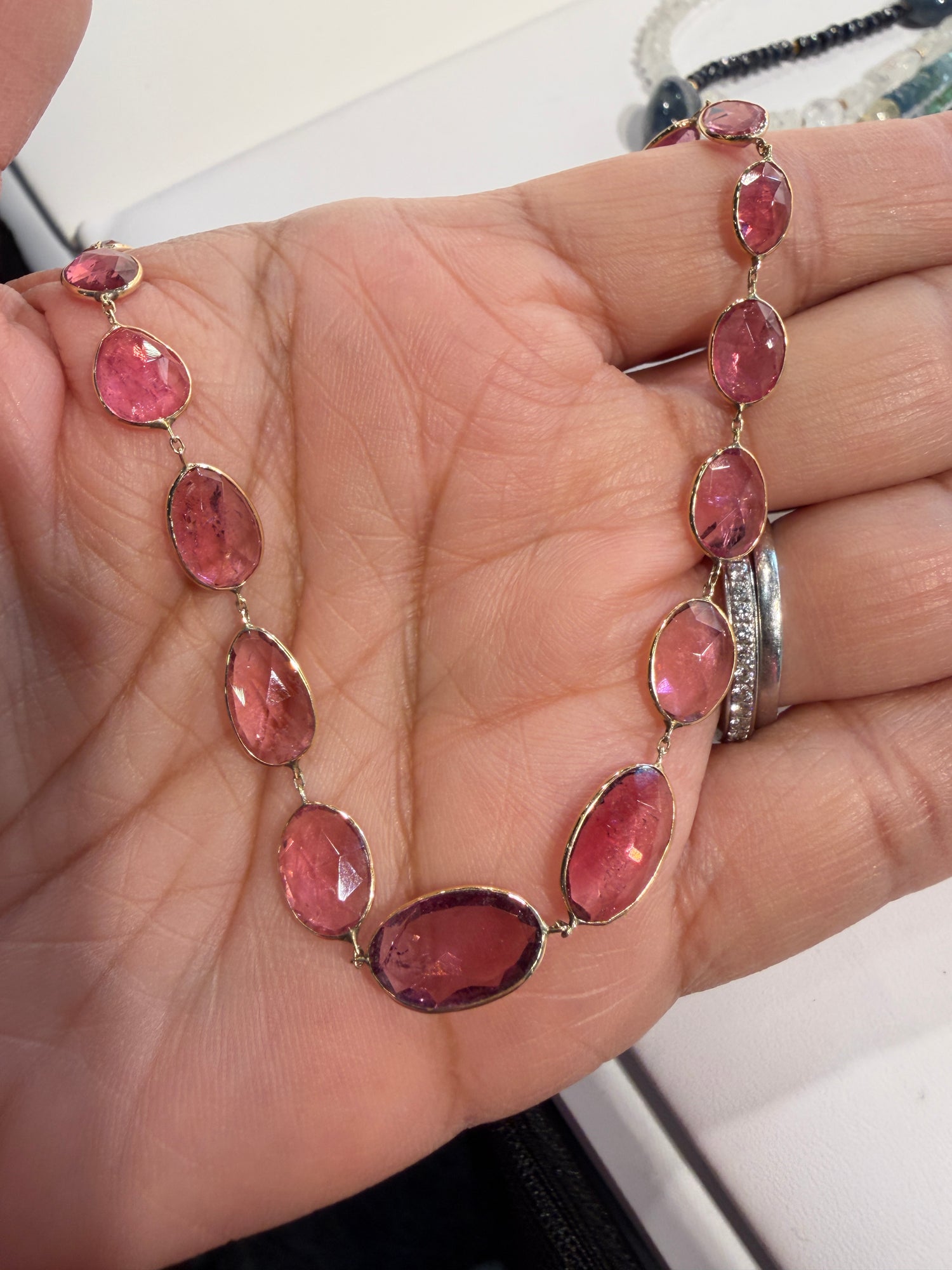 14k Yellow Gold Necklace With Tourmaline 18 inches