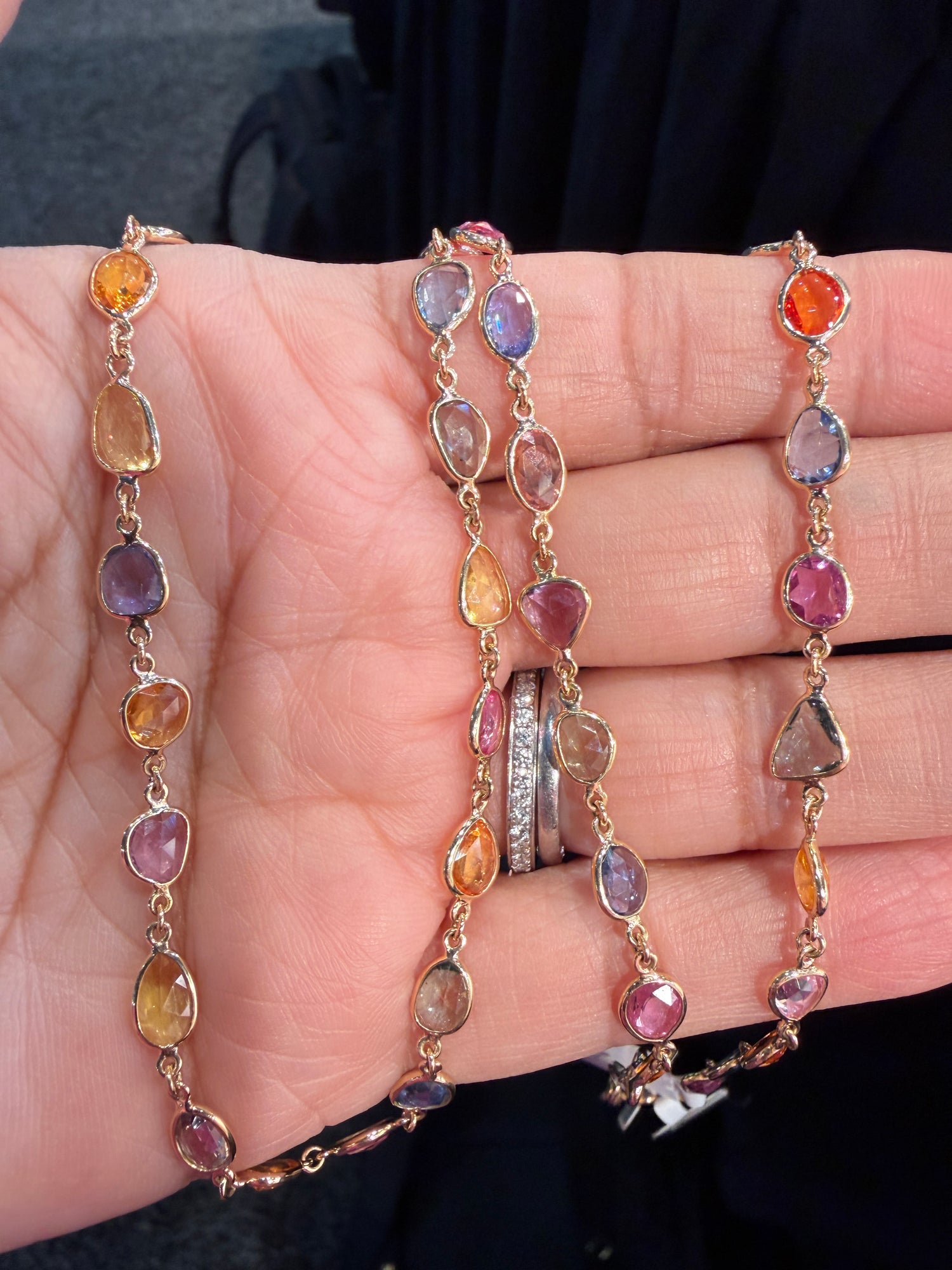 14k Yellow Gold Necklace With Sapphire 18 inches
