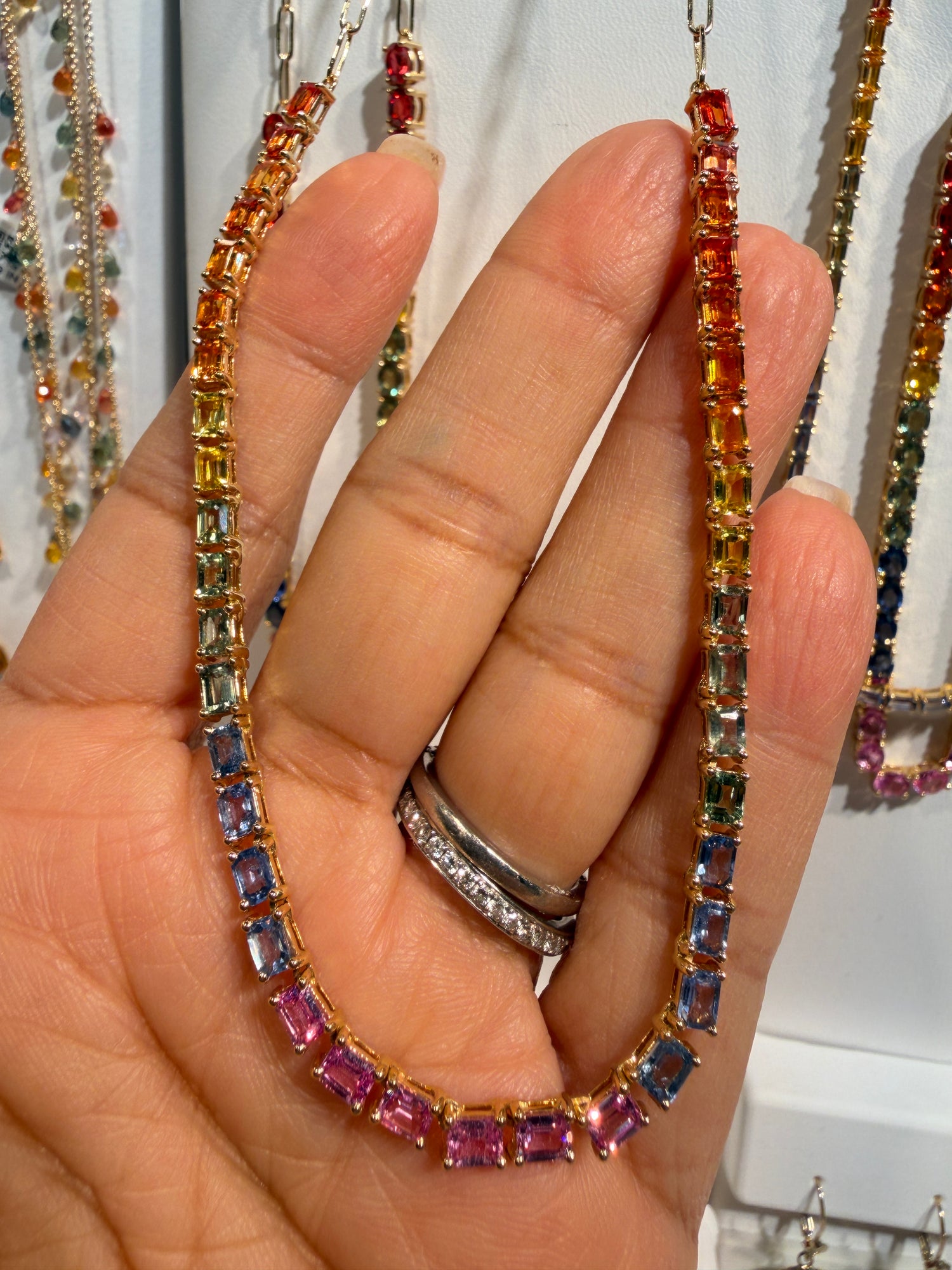14k Yellow Gold Necklace With Sapphire 18 inches