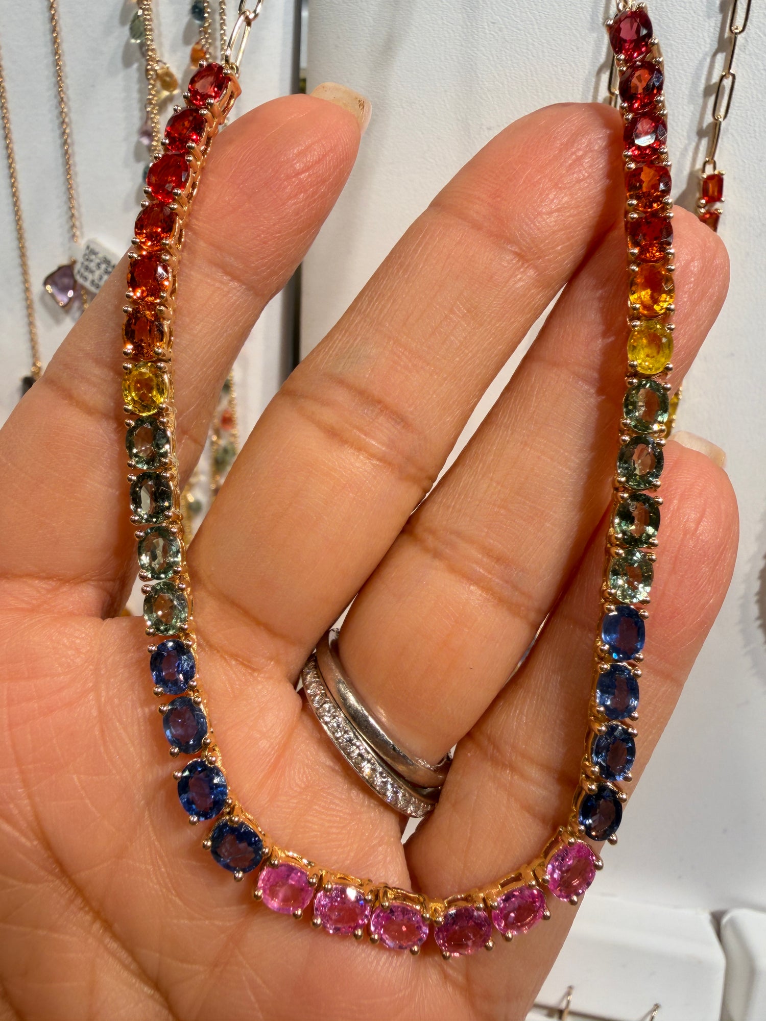 14k Yellow Gold Necklace With Sapphire 18 inches