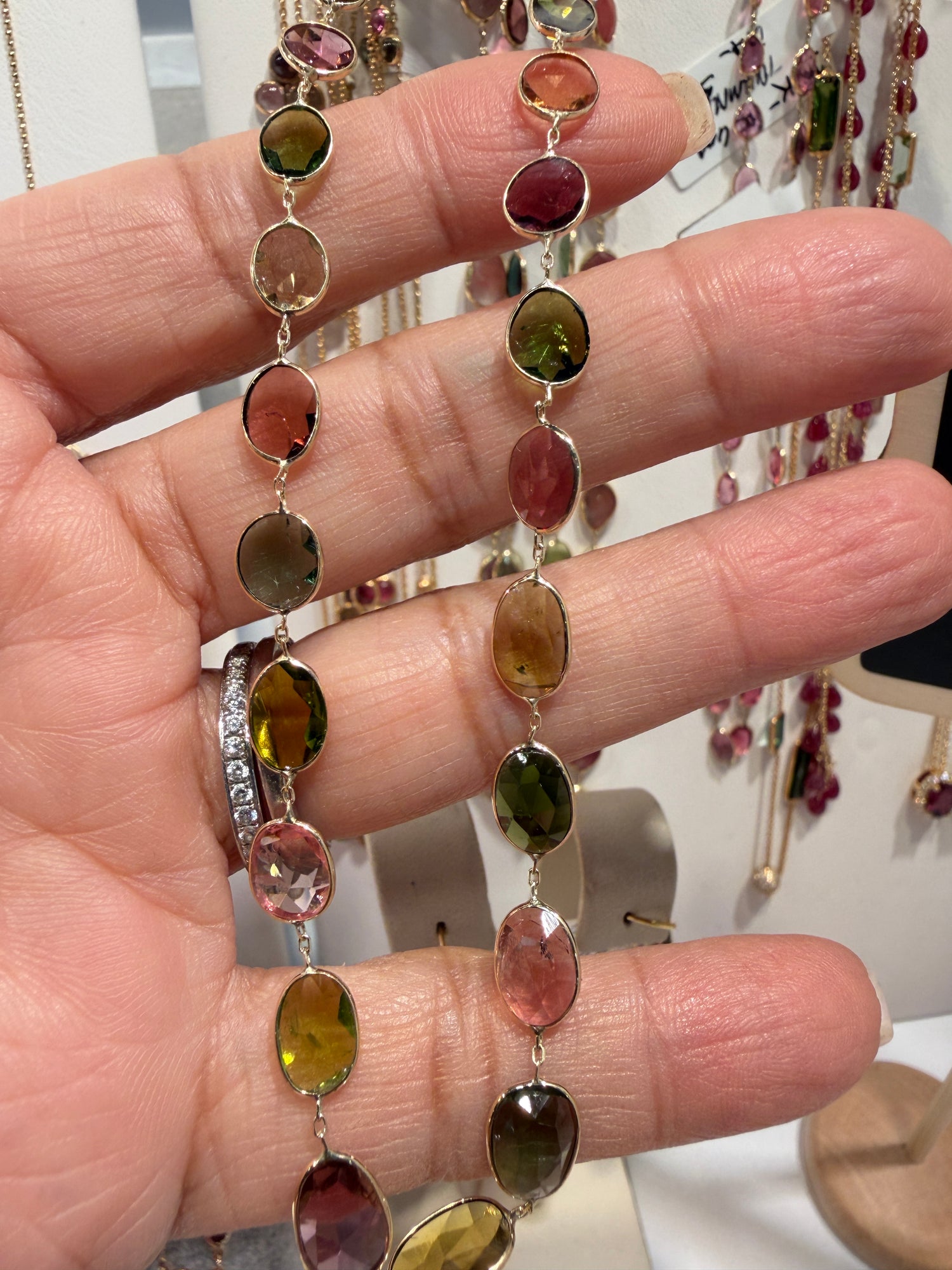 14k Yellow Gold Necklace With Tourmaline 18 inches