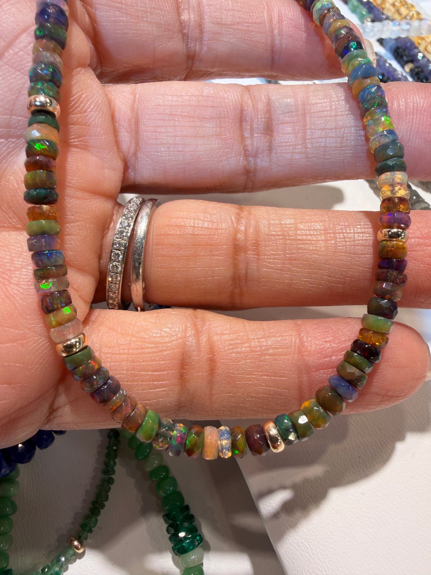 14k Yellow Gold Necklace With Ethiopian Opal 18 inches