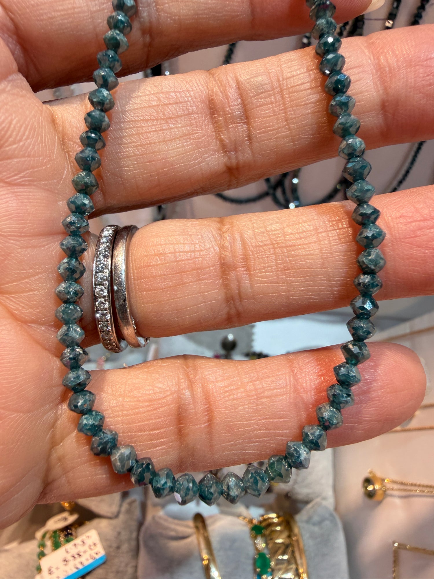 Necklace With Colored Diamond 18 inches