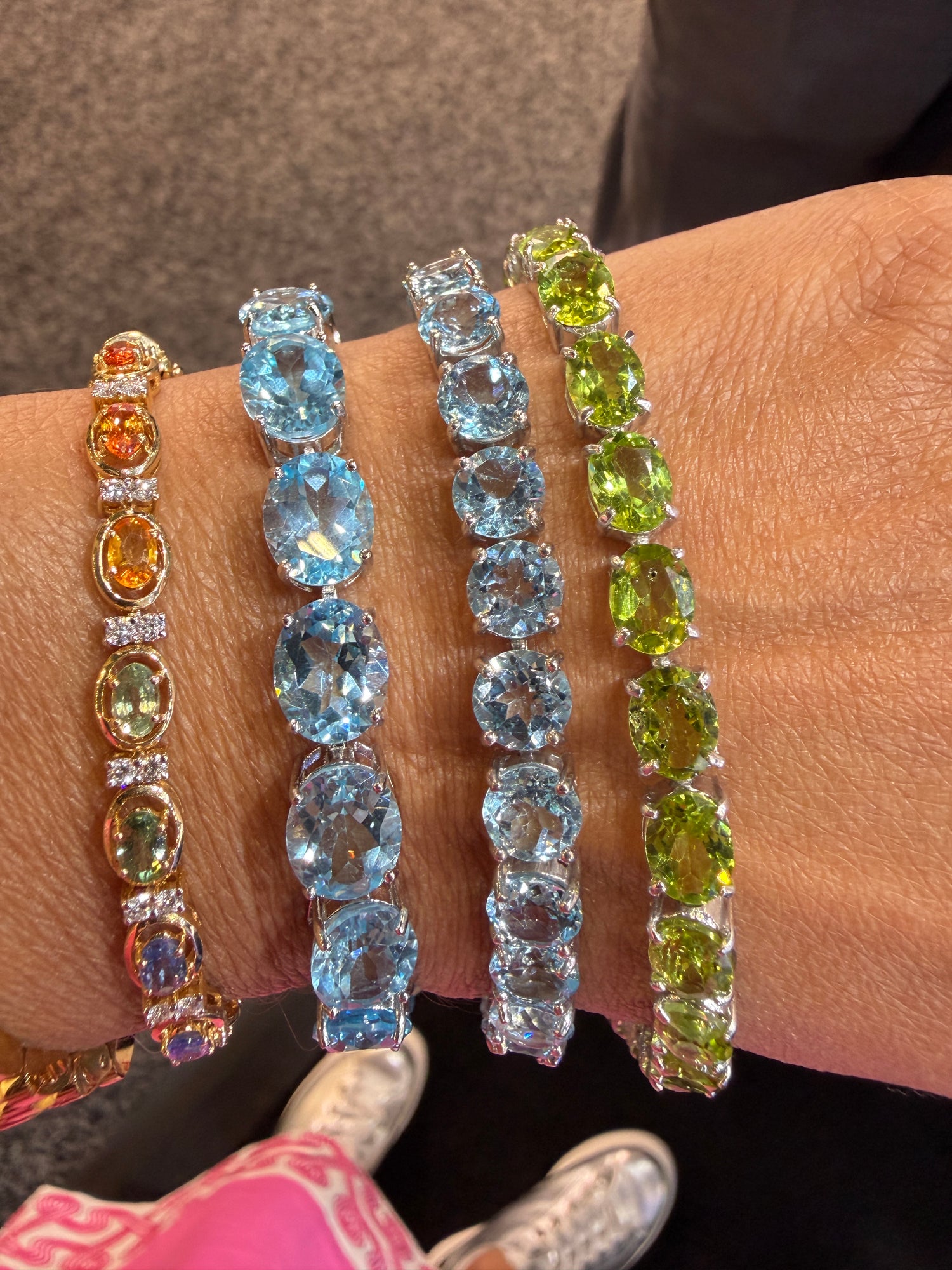 Sterling Silver Bracelets With Topaz and Peridot