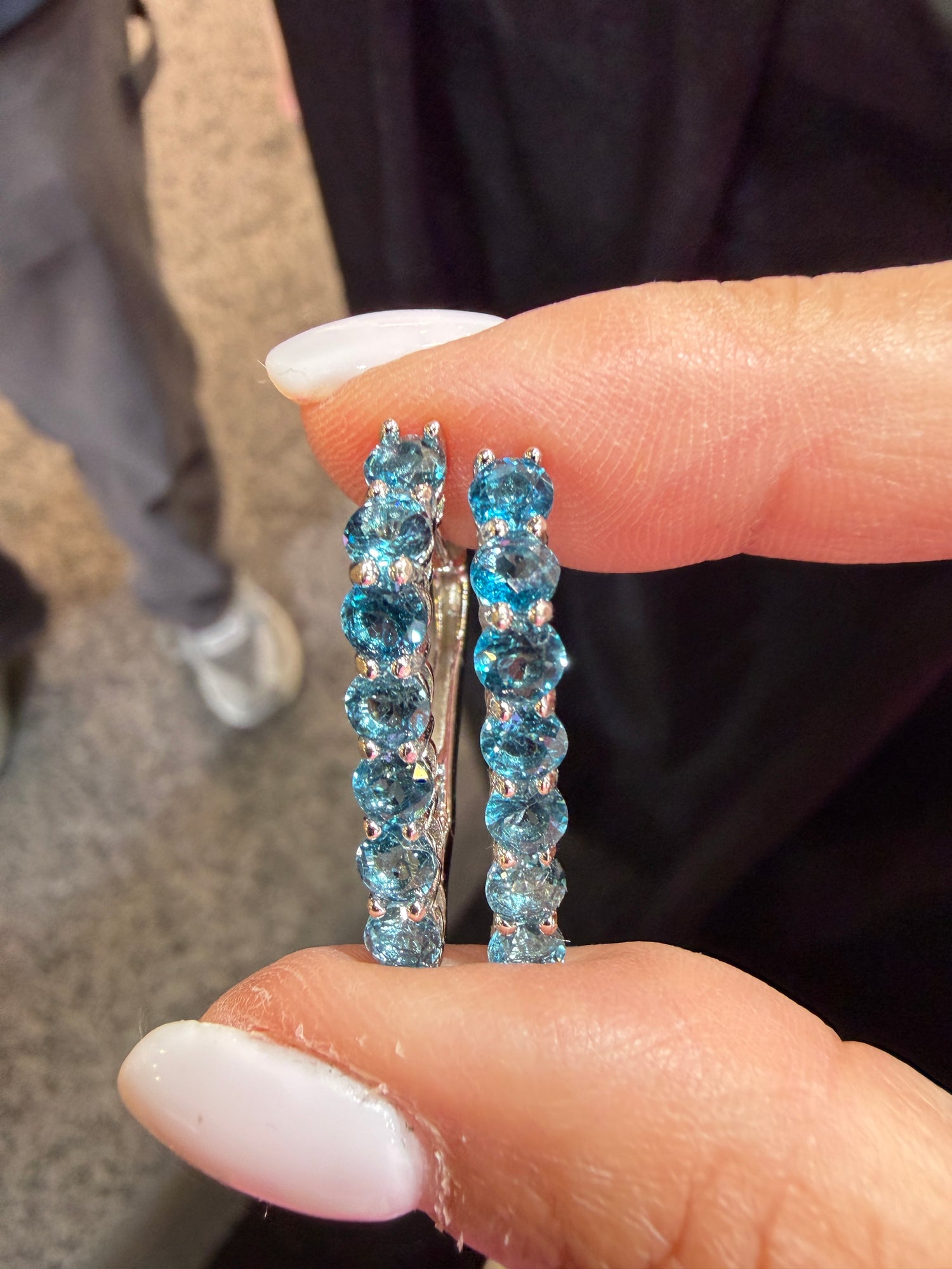 Sterling Silver Earrings With Swiss Blue Topaz