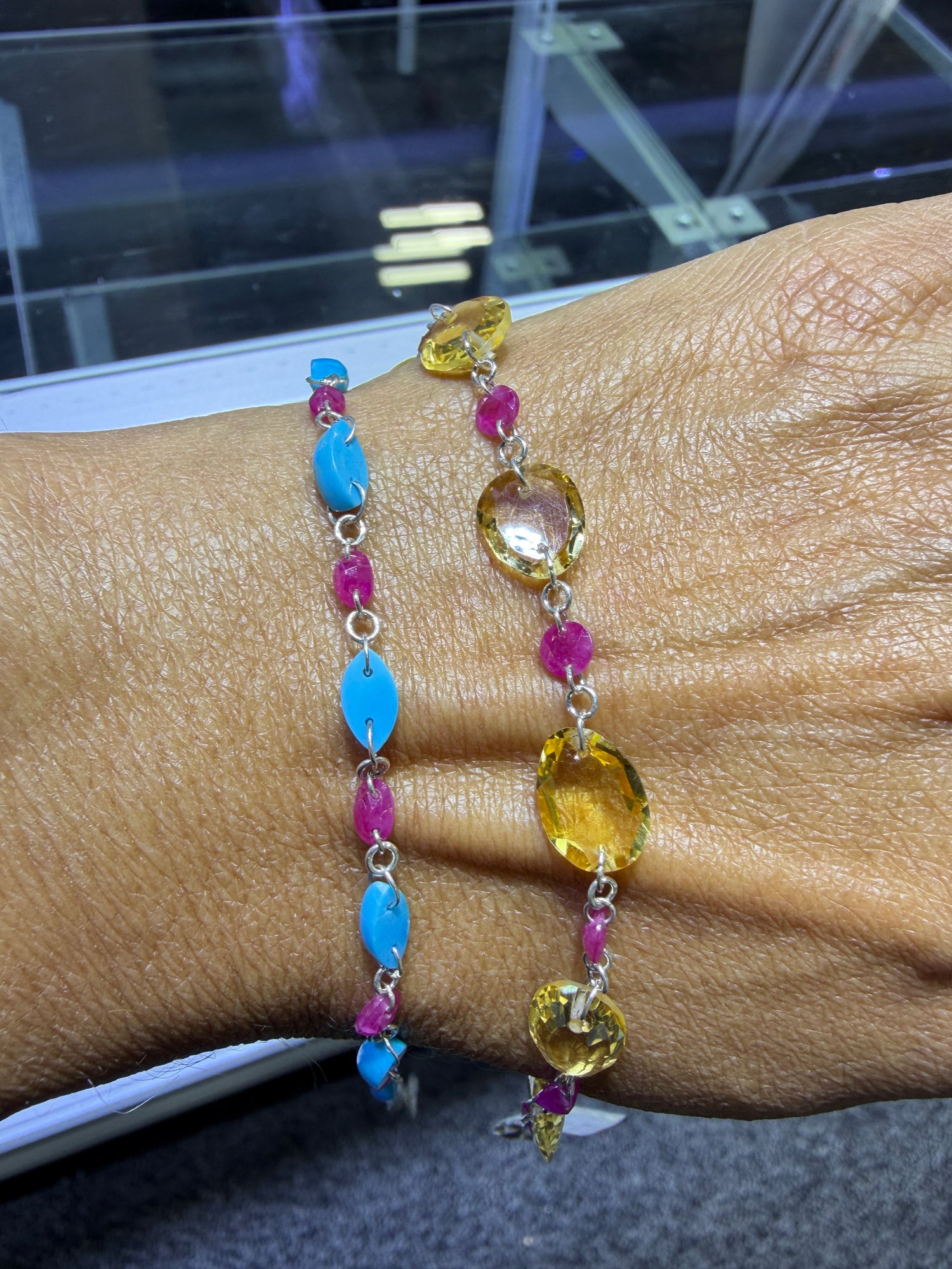 Sterling Silver Bracelets With Ruby And Turquoise