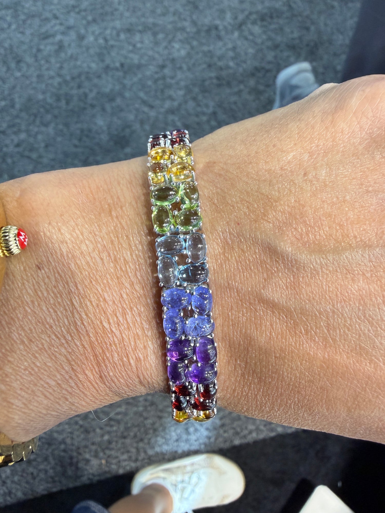 Sterling Silver Bracelet With Amethyst And Tanzanite