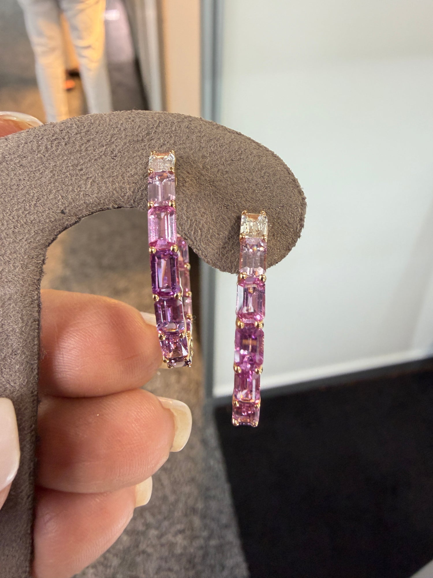 14k Rose Gold Earrings With Sapphire