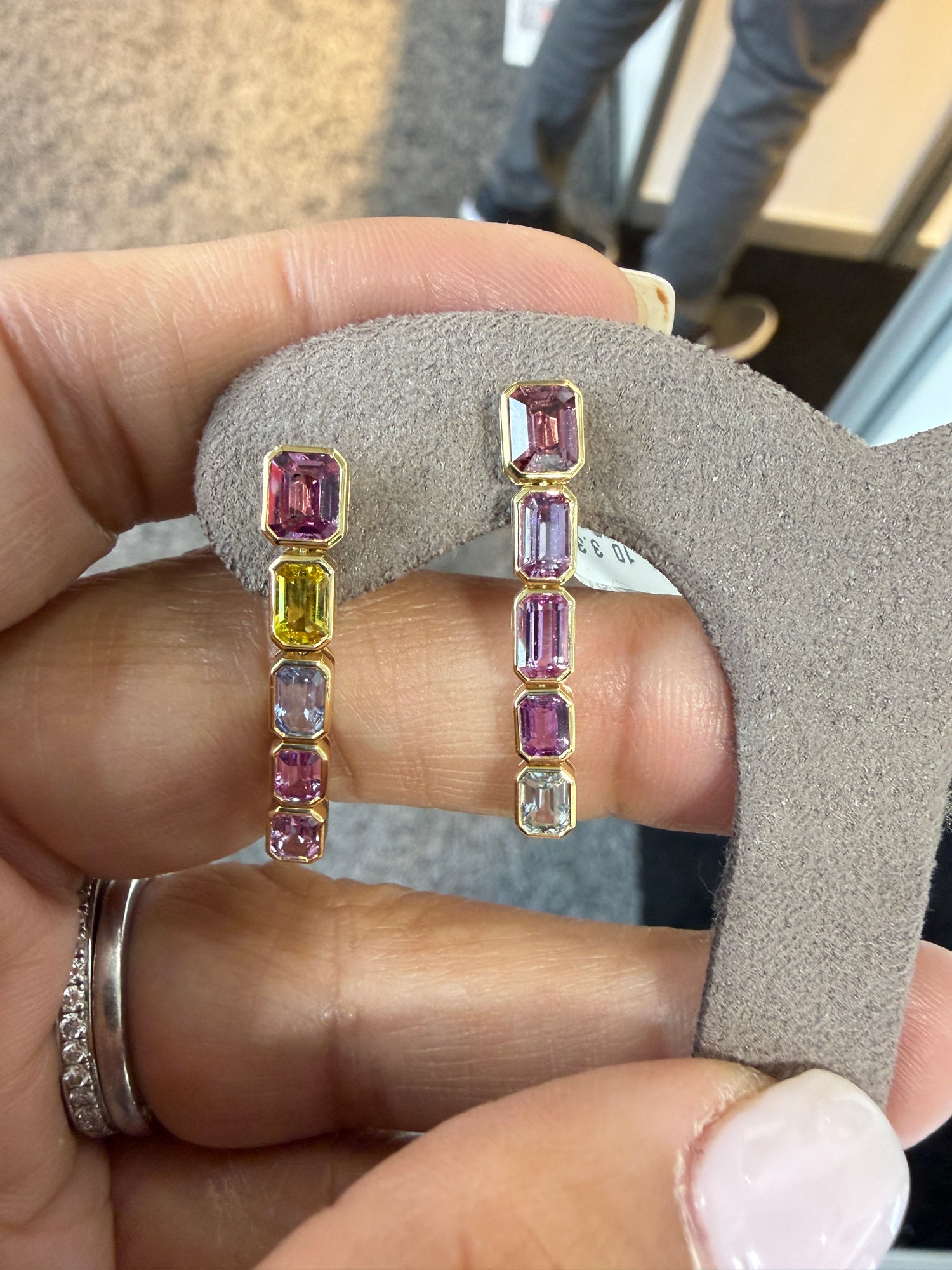 14k Yellow Gold Earrings With Sapphire