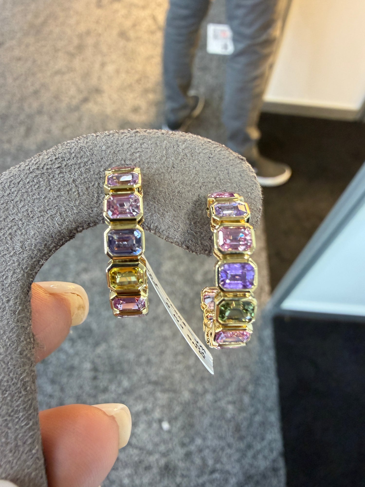 14k Yellow Gold Earrings With Sapphire