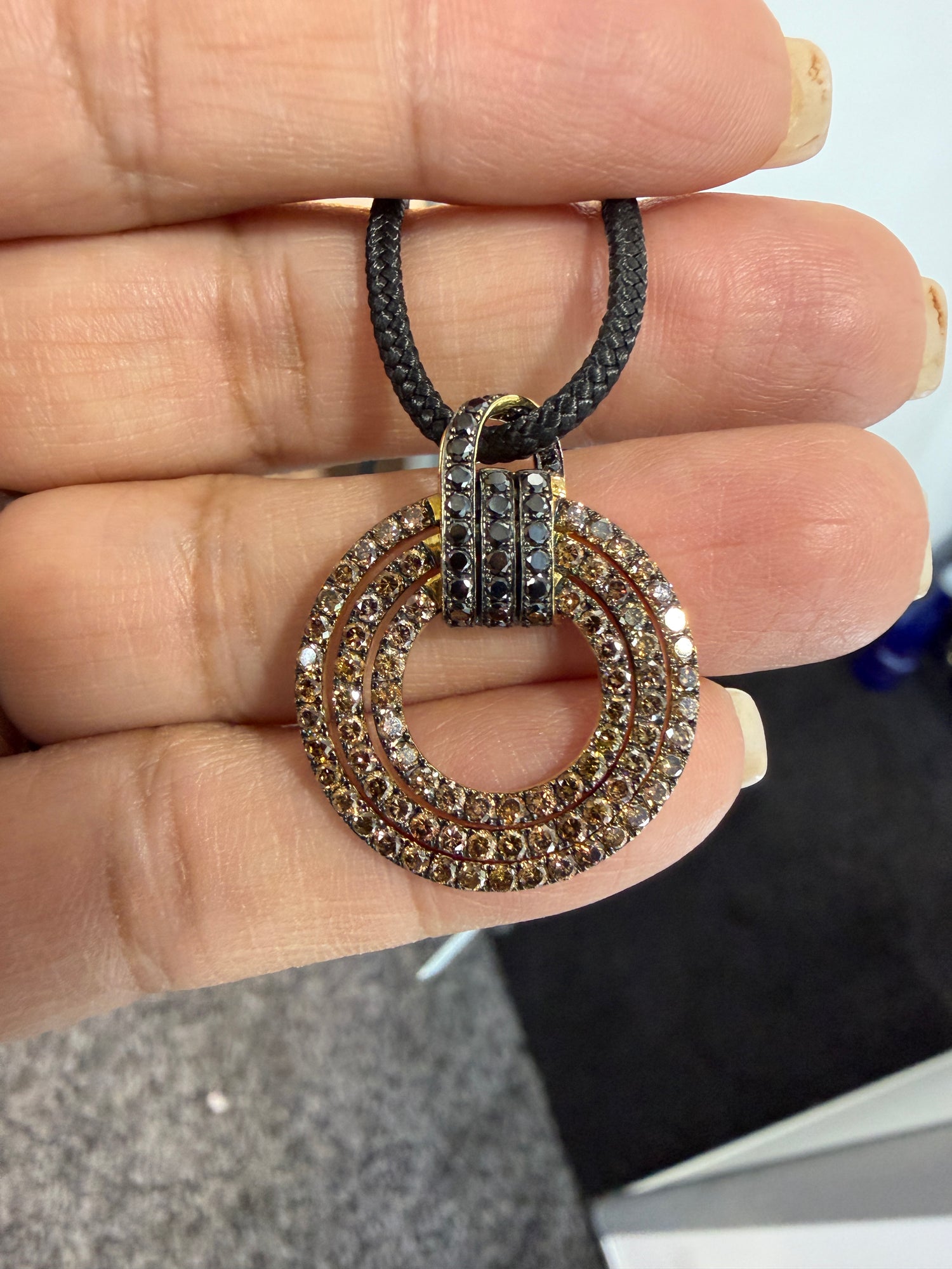 14k Yellow Gold Pendant With Diamond And Colored Diamond